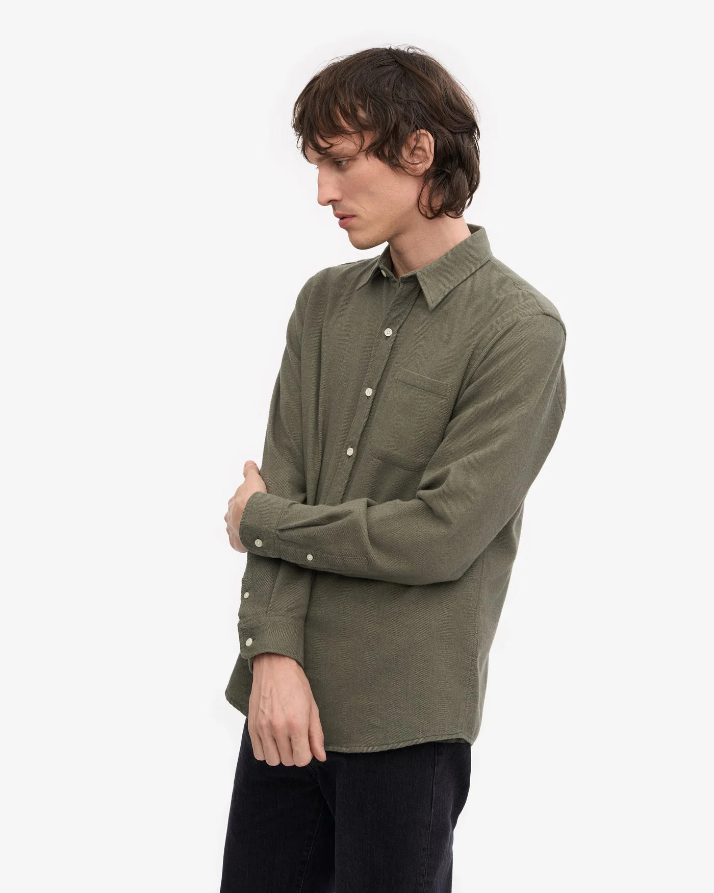 Colorful Standard Organic Flannel Shirt - Dusty Olive - Image 2