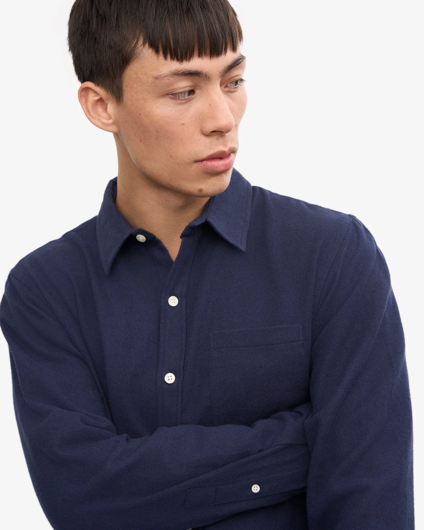 Colorful Standard Organic Flannel Shirt - Navy Blue - Image 2