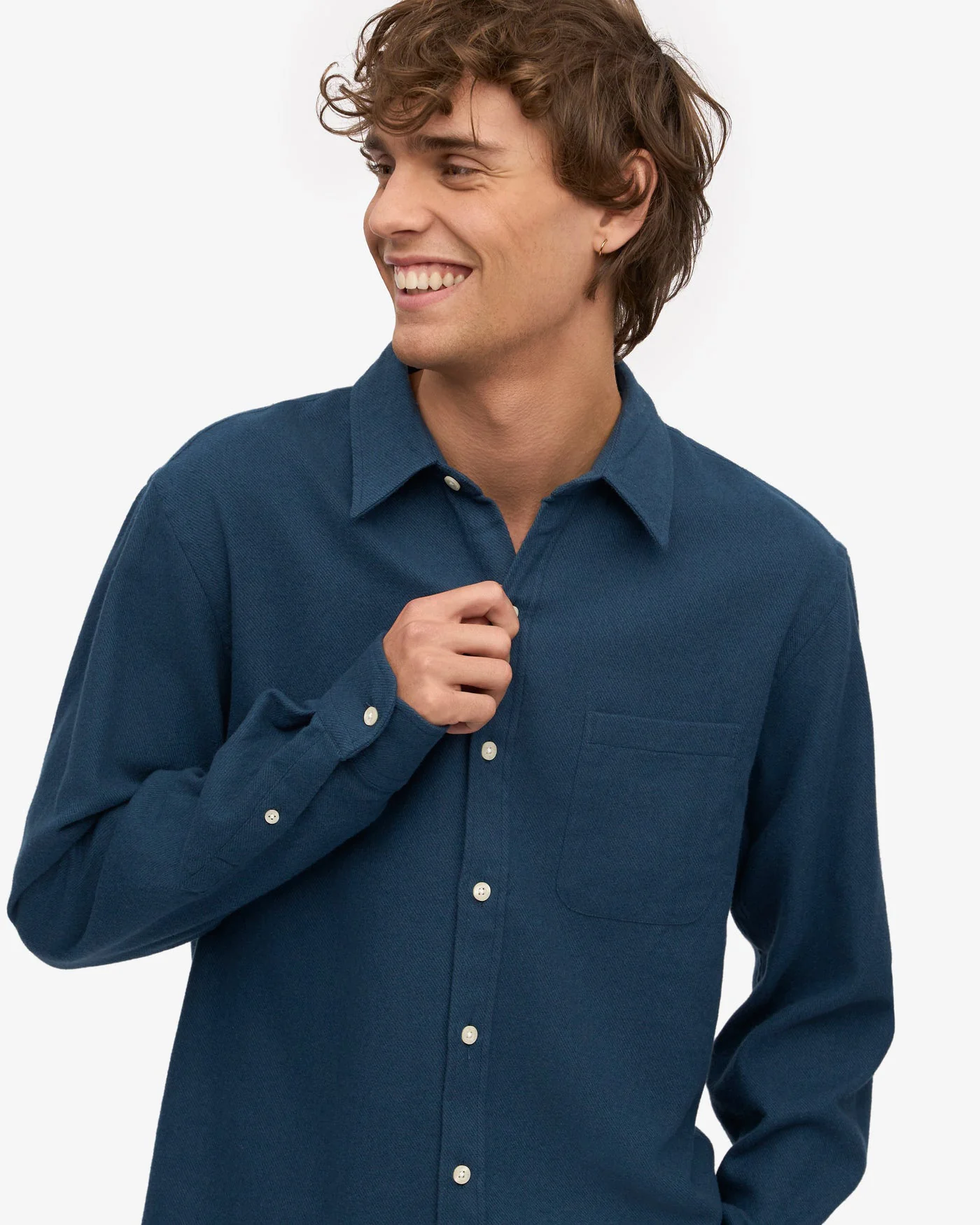 Colorful Standard Organic Flannel Shirt - Petrol Blue - Image 2