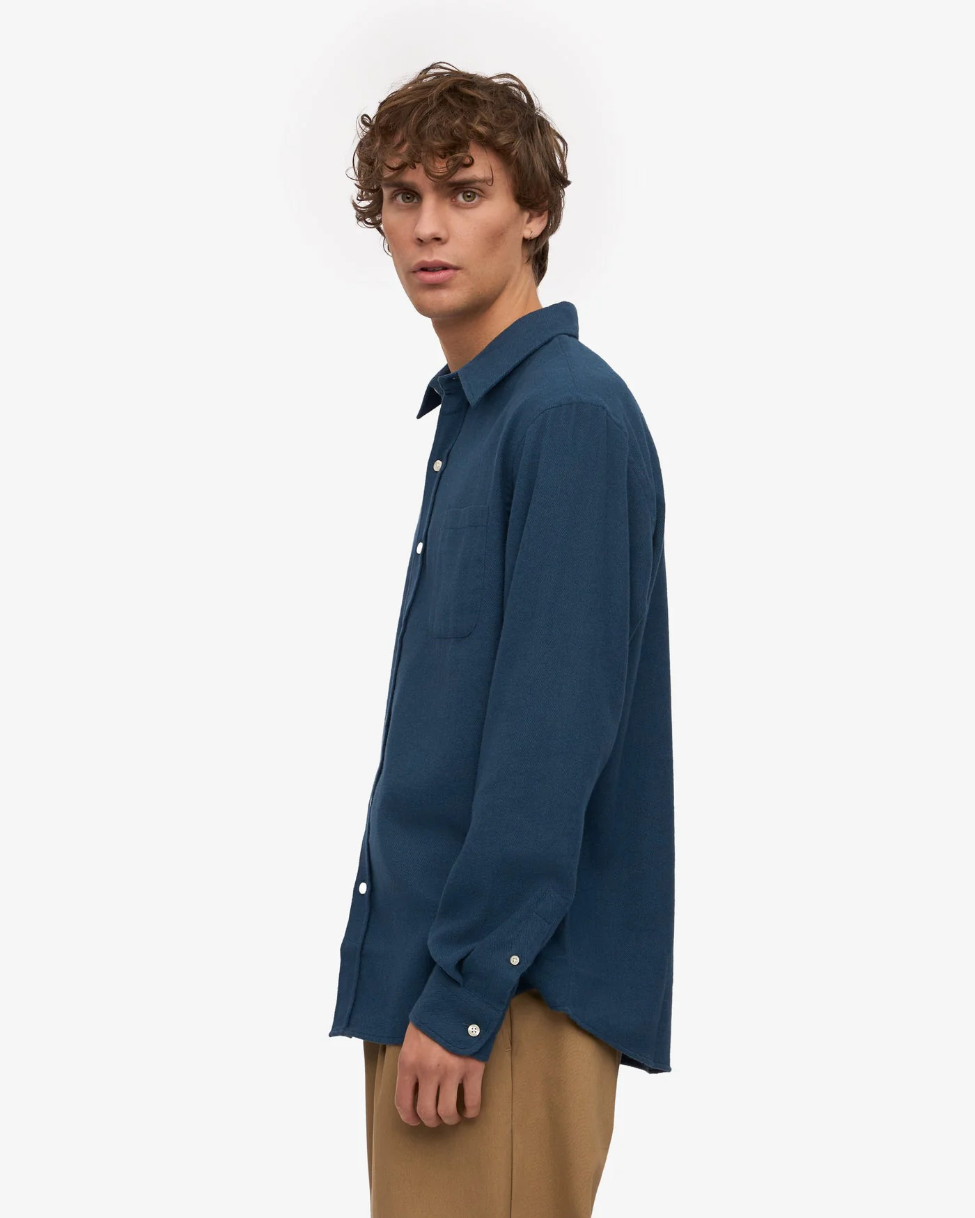 Colorful Standard Organic Flannel Shirt - Petrol Blue - Image 3