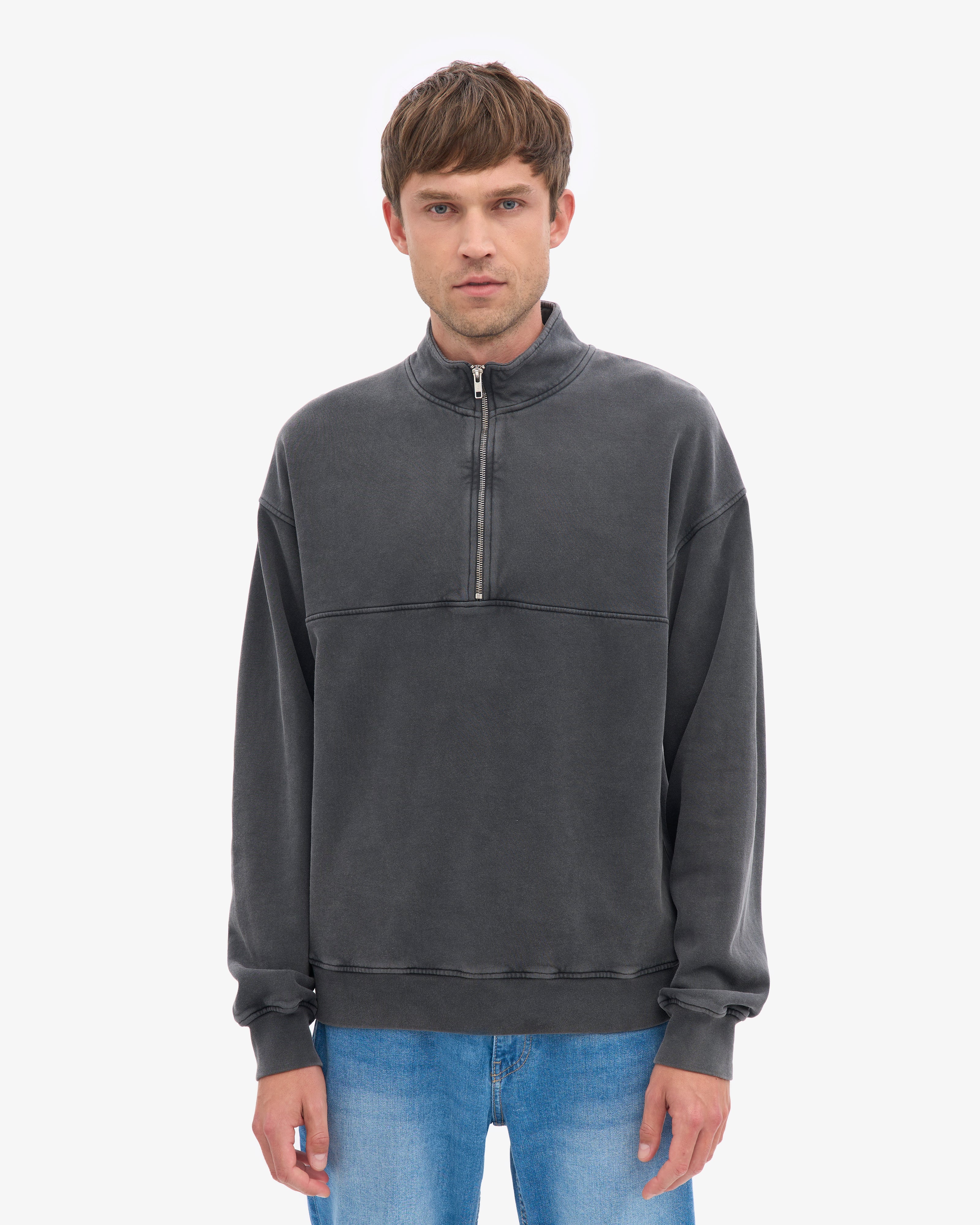 Colorful Standard Organic Quarter Zip Sweater - Faded Black