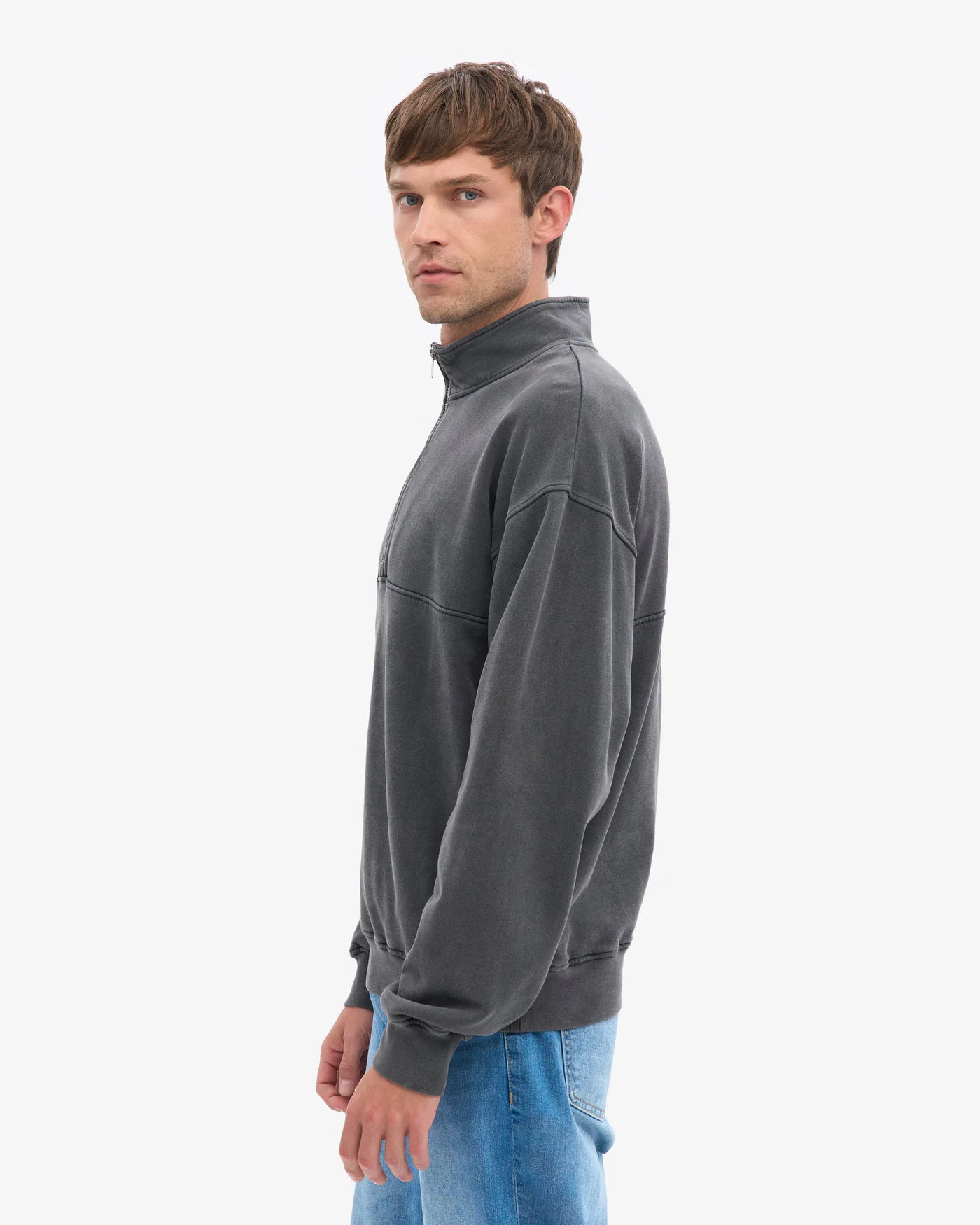 Colorful Standard Organic Quarter Zip Sweater - Faded Black - Image 3