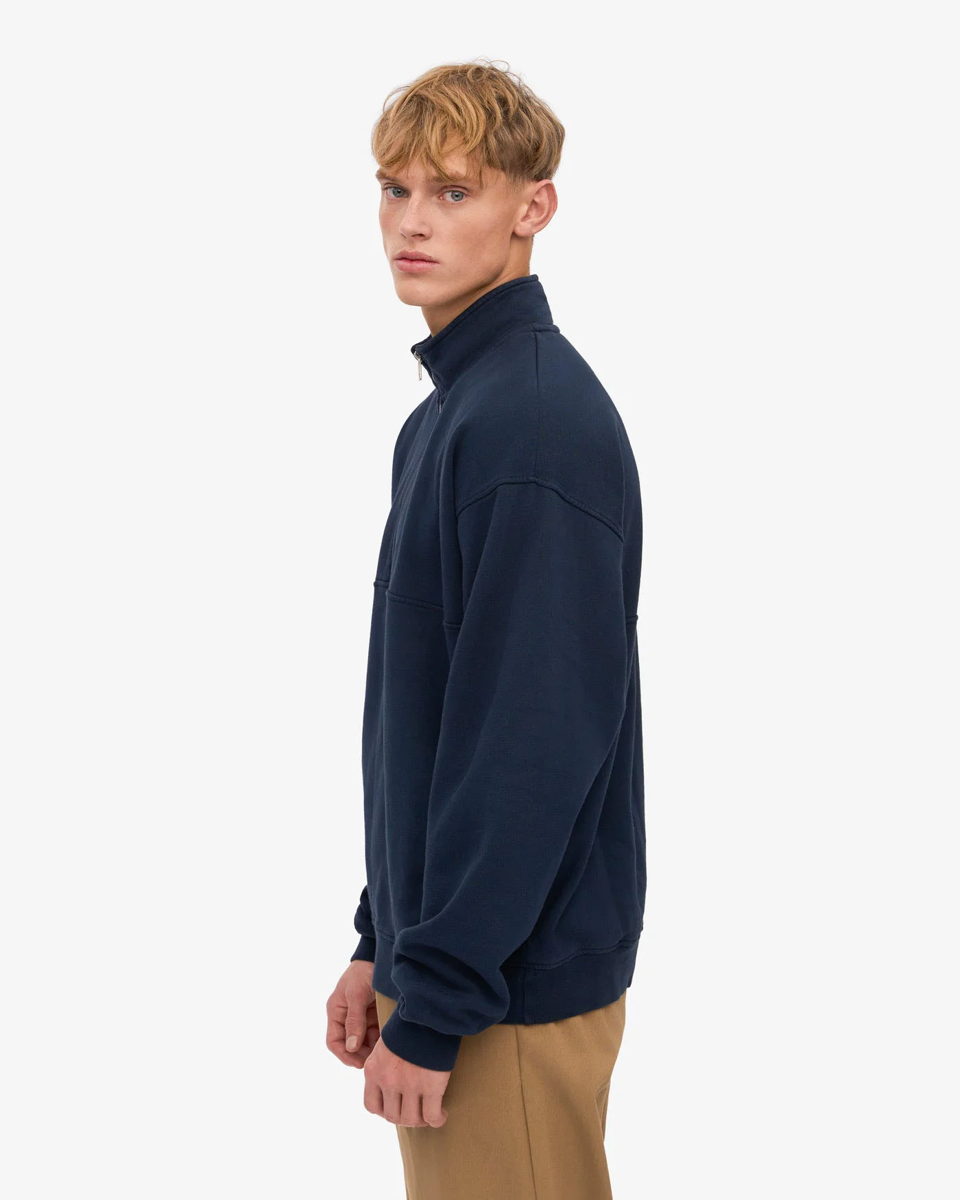 Colorful Standard Organic Quarter Zip Sweater - Navy Blue - Image 2
