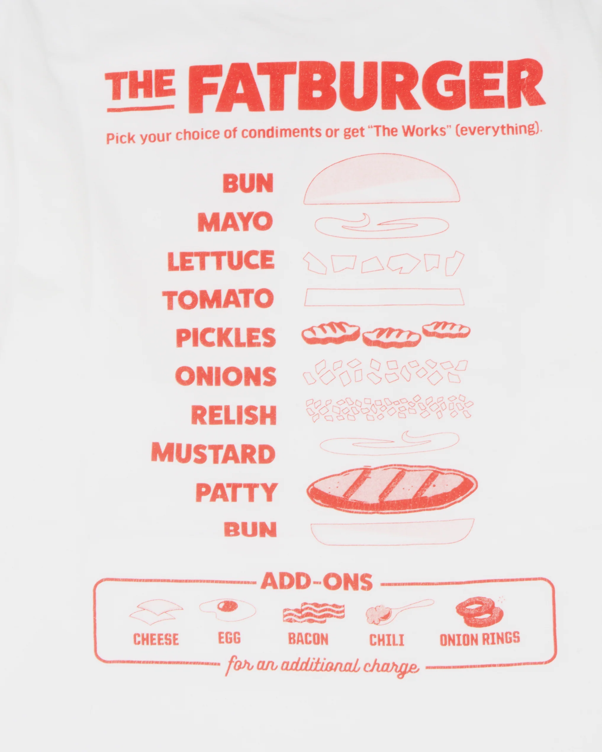 Cookman x Fatburger Topping Menu L/S Tee - White - Image 3