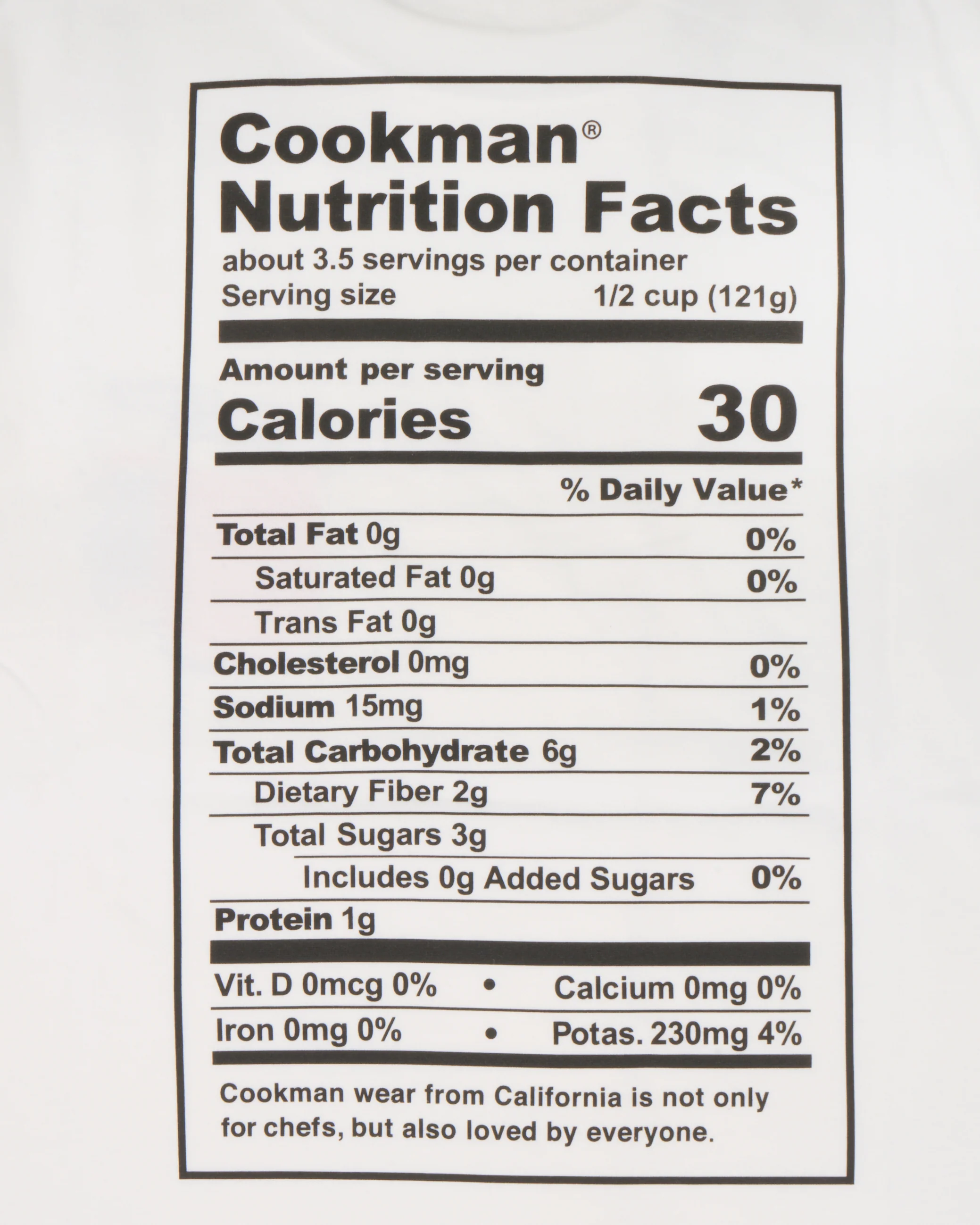 Cookman Nutrition Facts Tee - White - Image 4