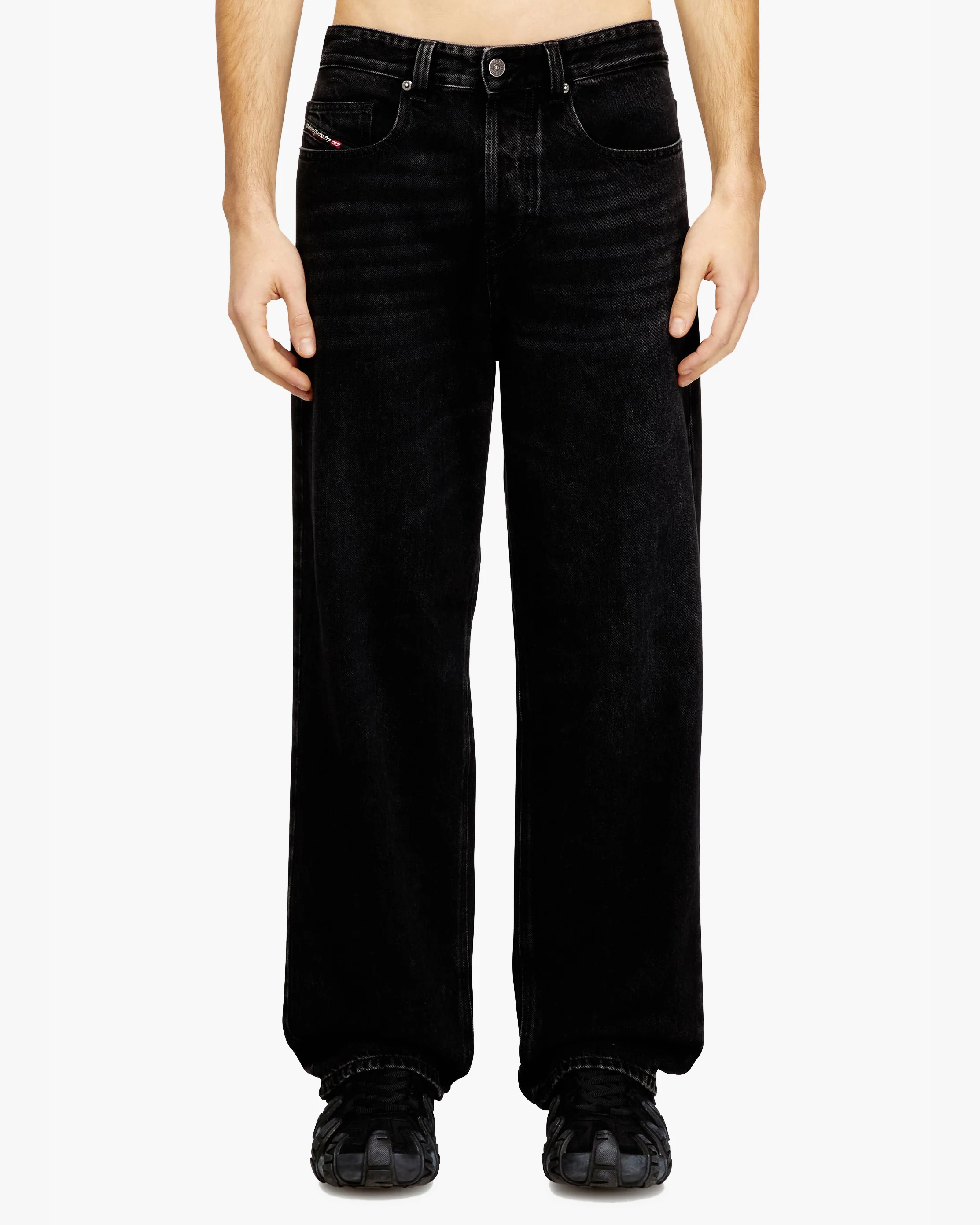 Diesel 2001 D-Macro Relaxed Wide Leg Mens Jeans - 09P09 / Black