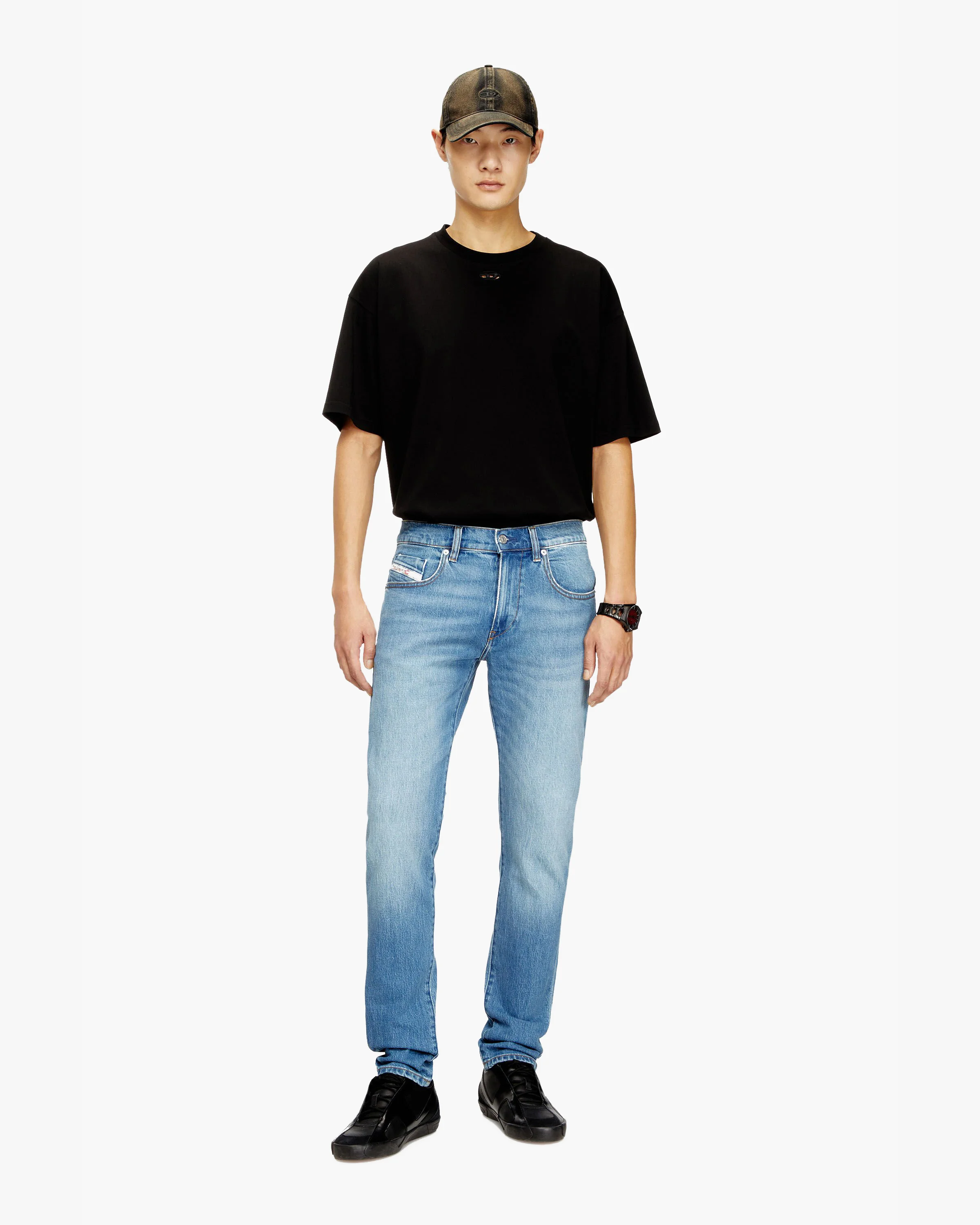 Diesel 2019 D-Strukt Slim Fit Mens Jeans - 0ADBK / Light Blue - Image 4