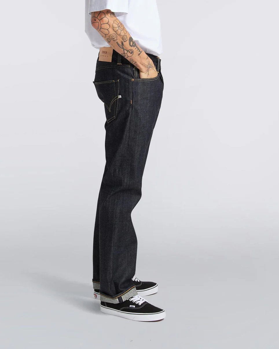 Edwin ED-47 Regular Fit Mens Jeans - 14oz Red Listed Selvage Denim / Blue Unwashed - Image 3