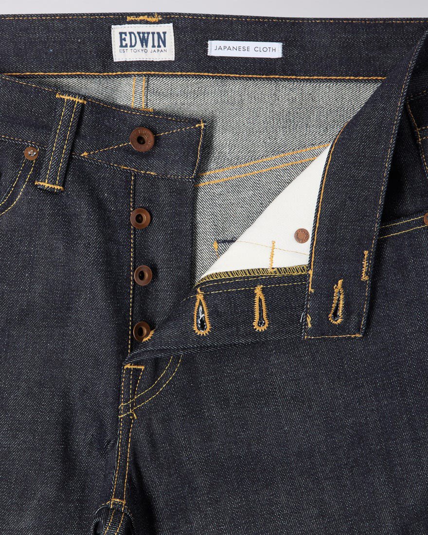 Edwin ED-47 Regular Fit Mens Jeans - 14oz Red Listed Selvage Denim / Blue Unwashed - Image 7