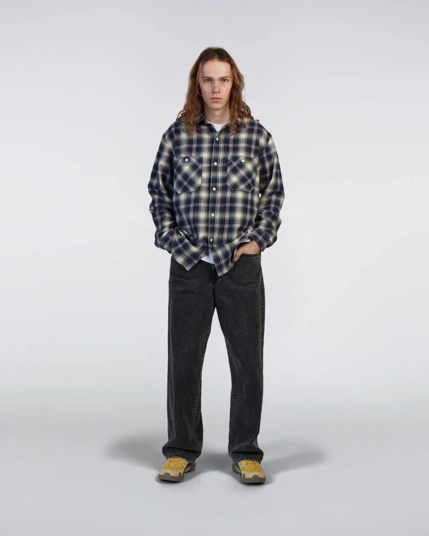 Edwin L/S Work Shirt - Navy / Green - Image 2