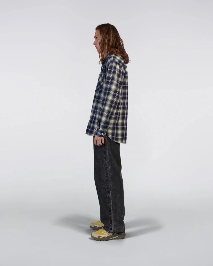 Edwin L/S Work Shirt - Navy / Green - Image 3