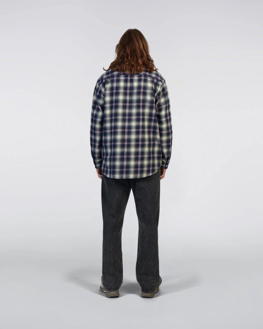 Edwin L/S Work Shirt - Navy / Green - Image 4
