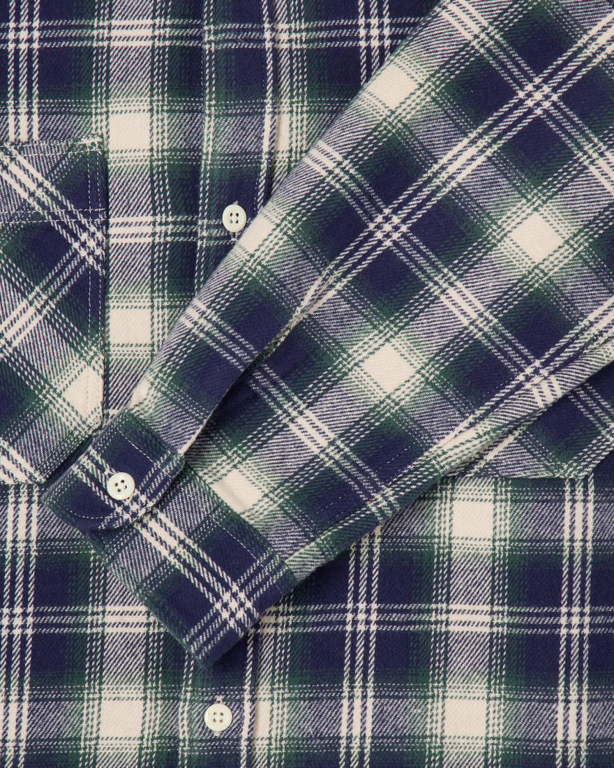Edwin L/S Work Shirt - Navy / Green - Image 6