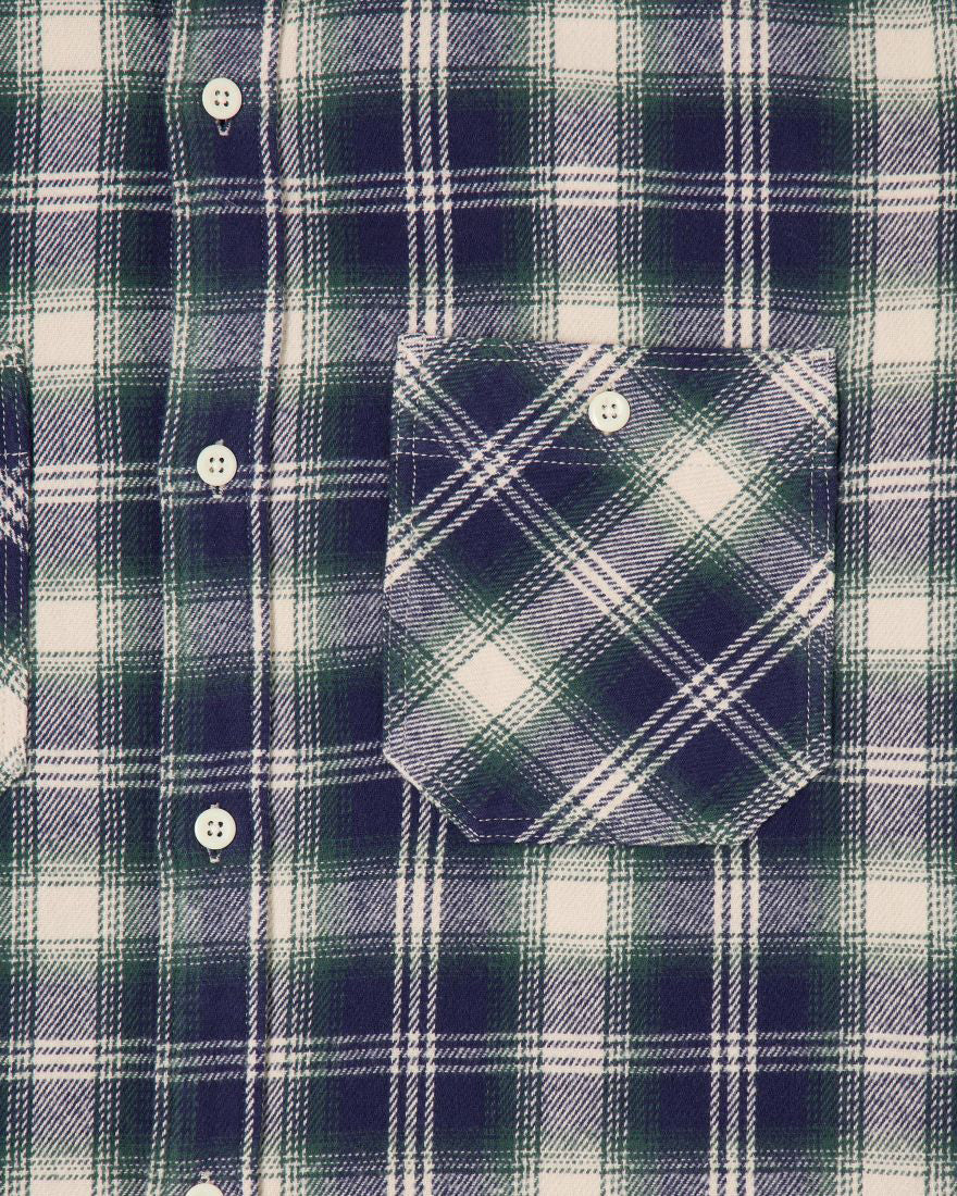 Edwin L/S Work Shirt - Navy / Green - Image 7