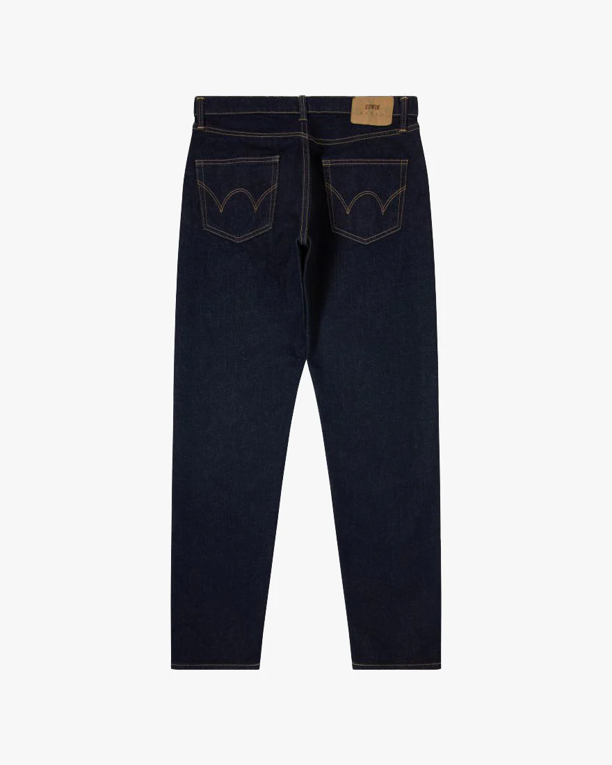 Edwin Made In Japan Regular Tapered Mens Jeans - 13oz Kaihara Pure Indigo Stretch Denim / Blue Rinsed - Image 3