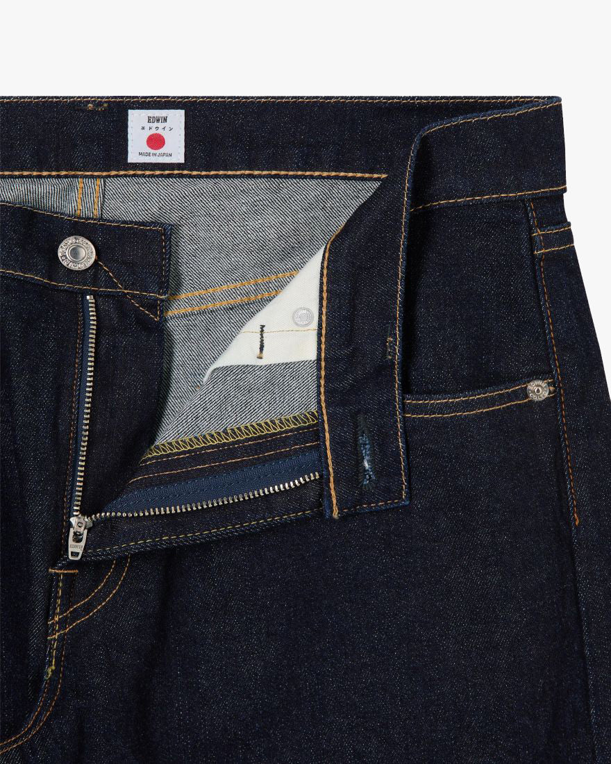 Edwin Made In Japan Regular Tapered Mens Jeans - 13oz Kaihara Pure Indigo Stretch Denim / Blue Rinsed - Image 5