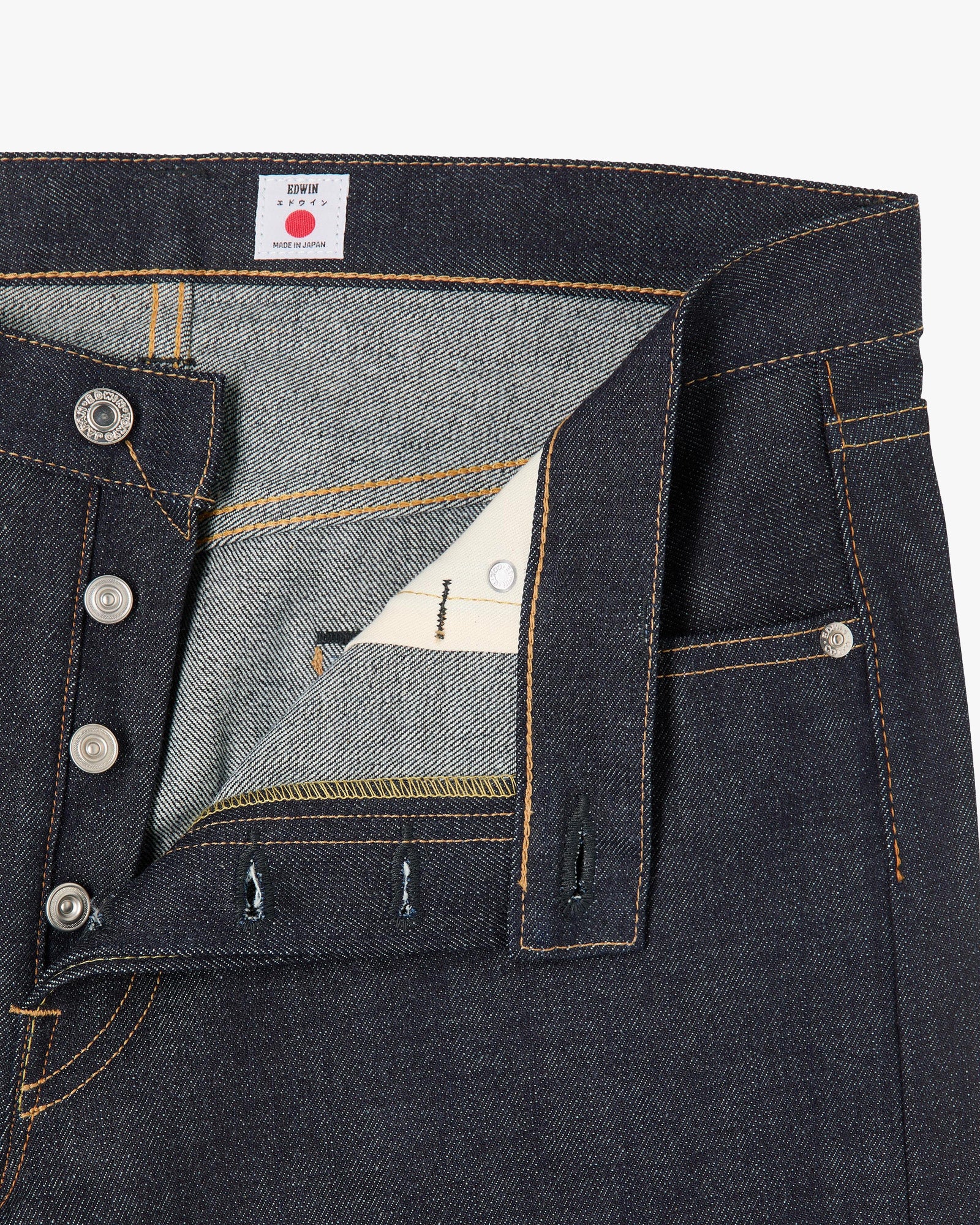 Edwin Made In Japan Regular Tapered Mens Jeans - 14oz Kurabo Recycled Red Selvage Denim / Blue Unwashed - Image 7