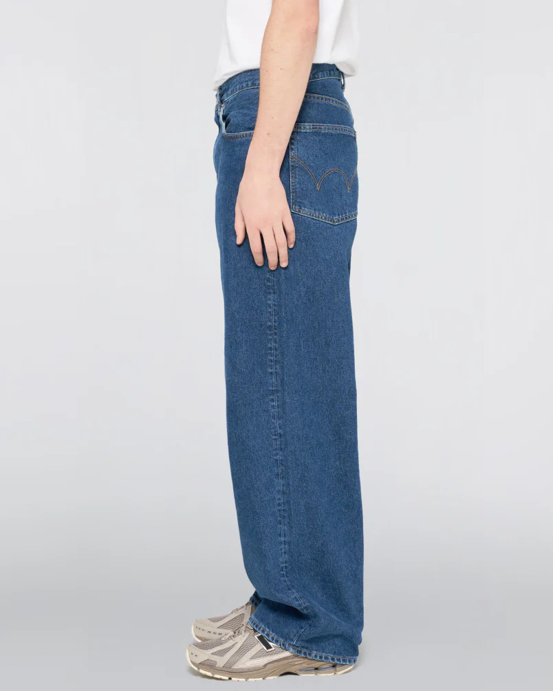 Edwin Made in Japan Wide Pant Loose Mens Jeans - 12.5oz Kaihara Pure Indigo Opened Denim / Blue Mid Used - Image 4