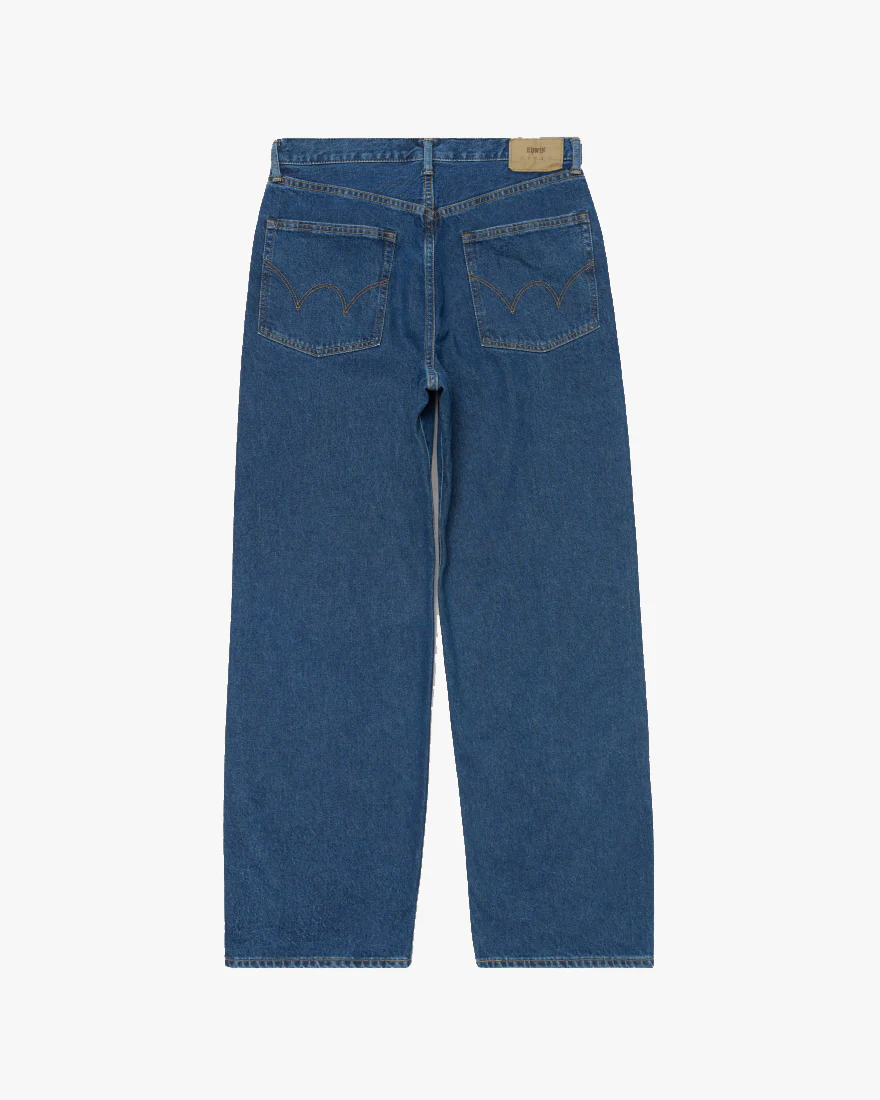 Edwin Made in Japan Wide Pant Loose Mens Jeans - 12.5oz Kaihara Pure Indigo Opened Denim / Blue Mid Used - Image 6