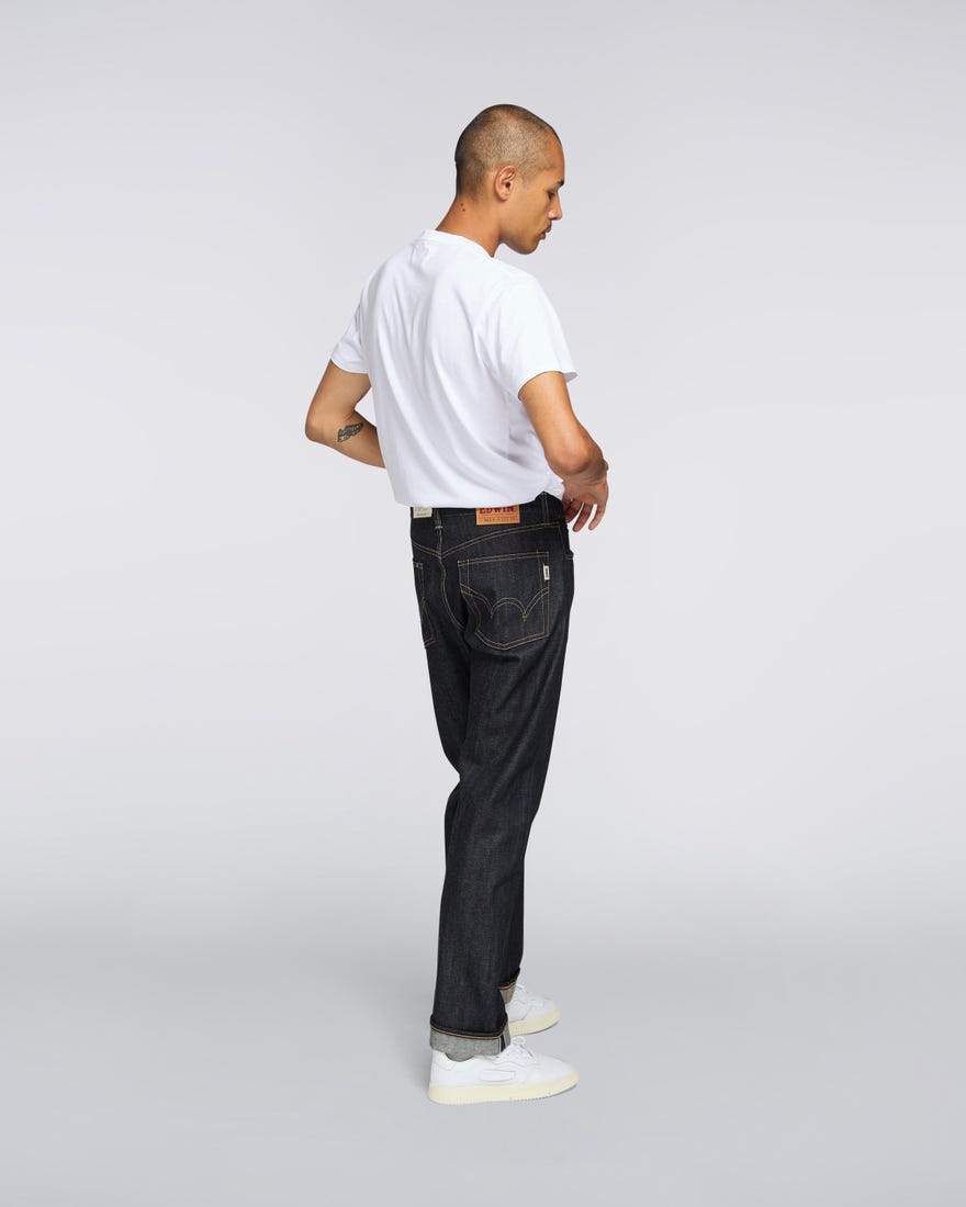 Edwin Nashville Loose Mens Jeans - 14oz Red Listed Selvage Denim / Blue Unwashed - Image 5
