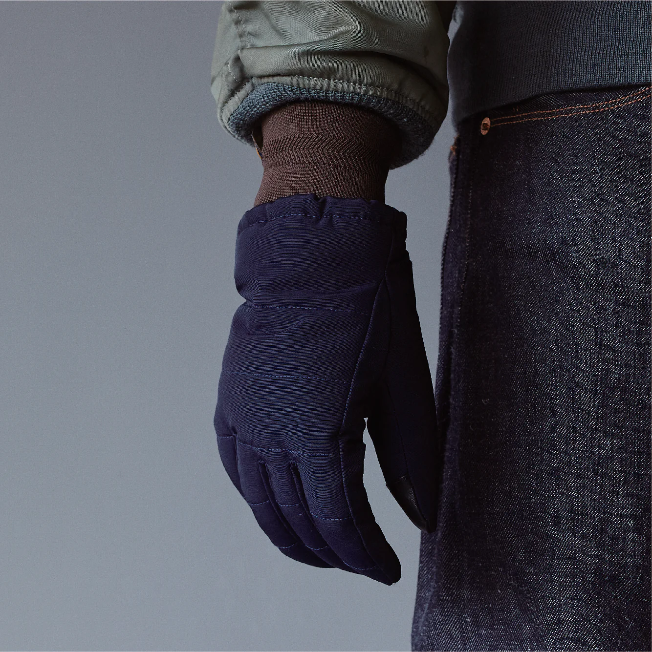 Elmer Joh Knitted Cuff Gloves - Navy - Image 2
