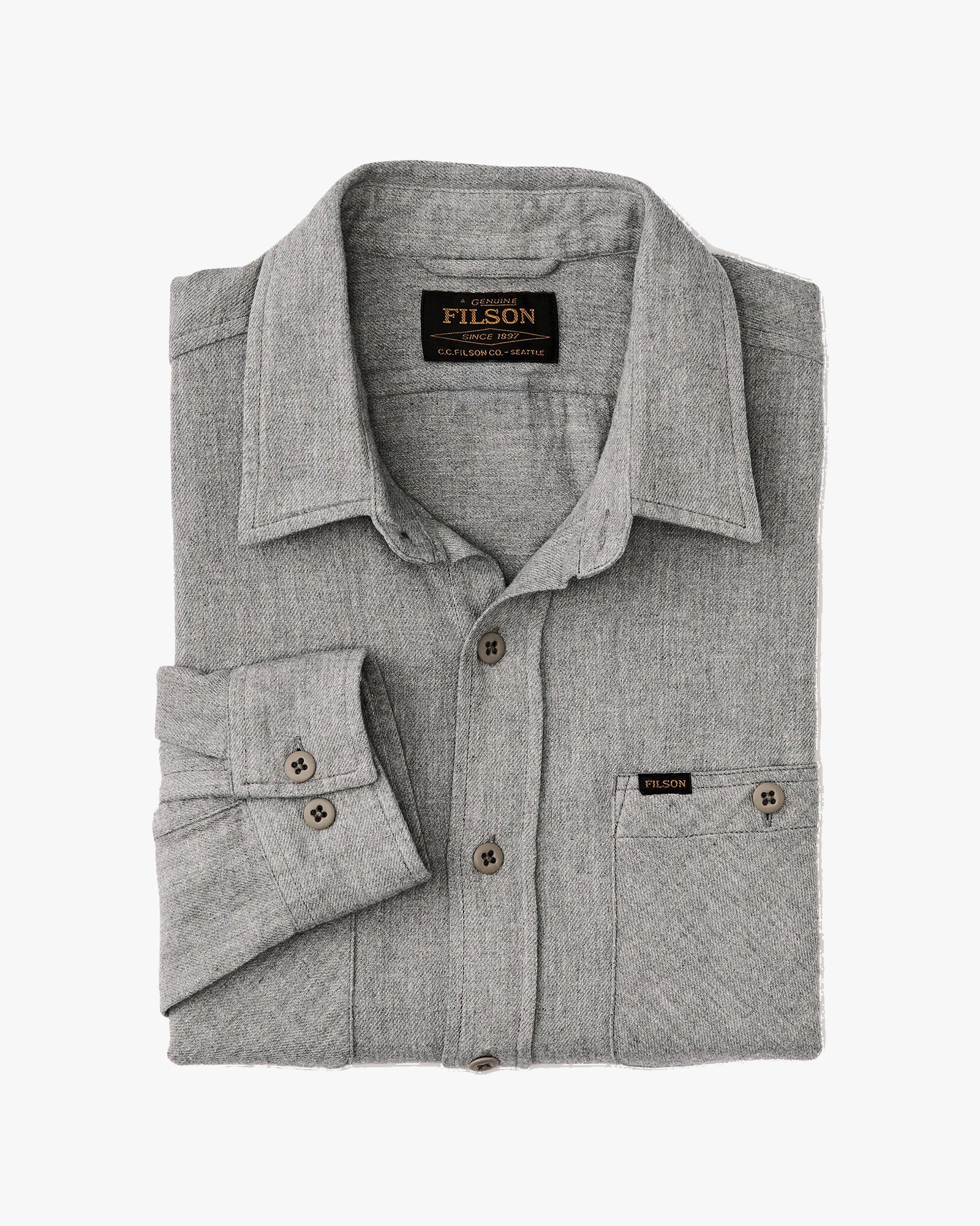 Filson The Rangeland Lightweight Flannel Shirt - Light Heather Grey - Image 3