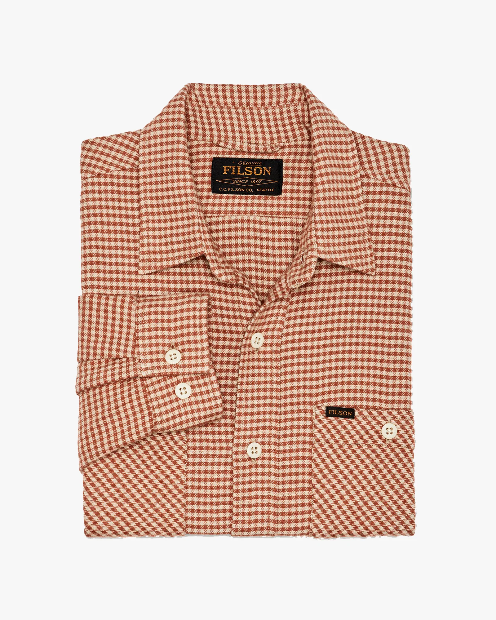 Filson The Rangeland Lightweight Flannel Shirt - Salmon / Oat Houndstooth - Image 3
