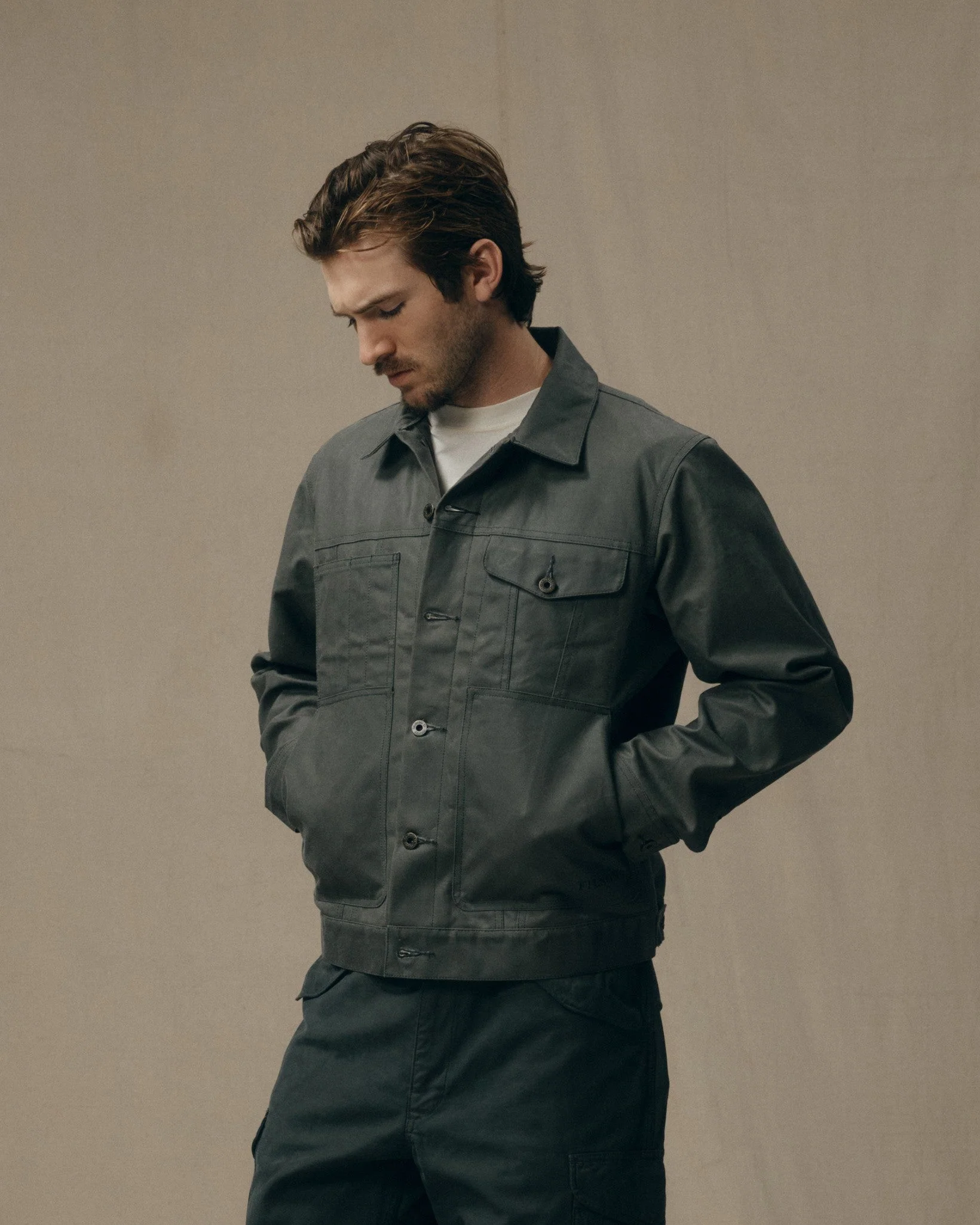 Filson Tin Cloth Short Lined Cruiser Jacket - Castor Grey - Image 3