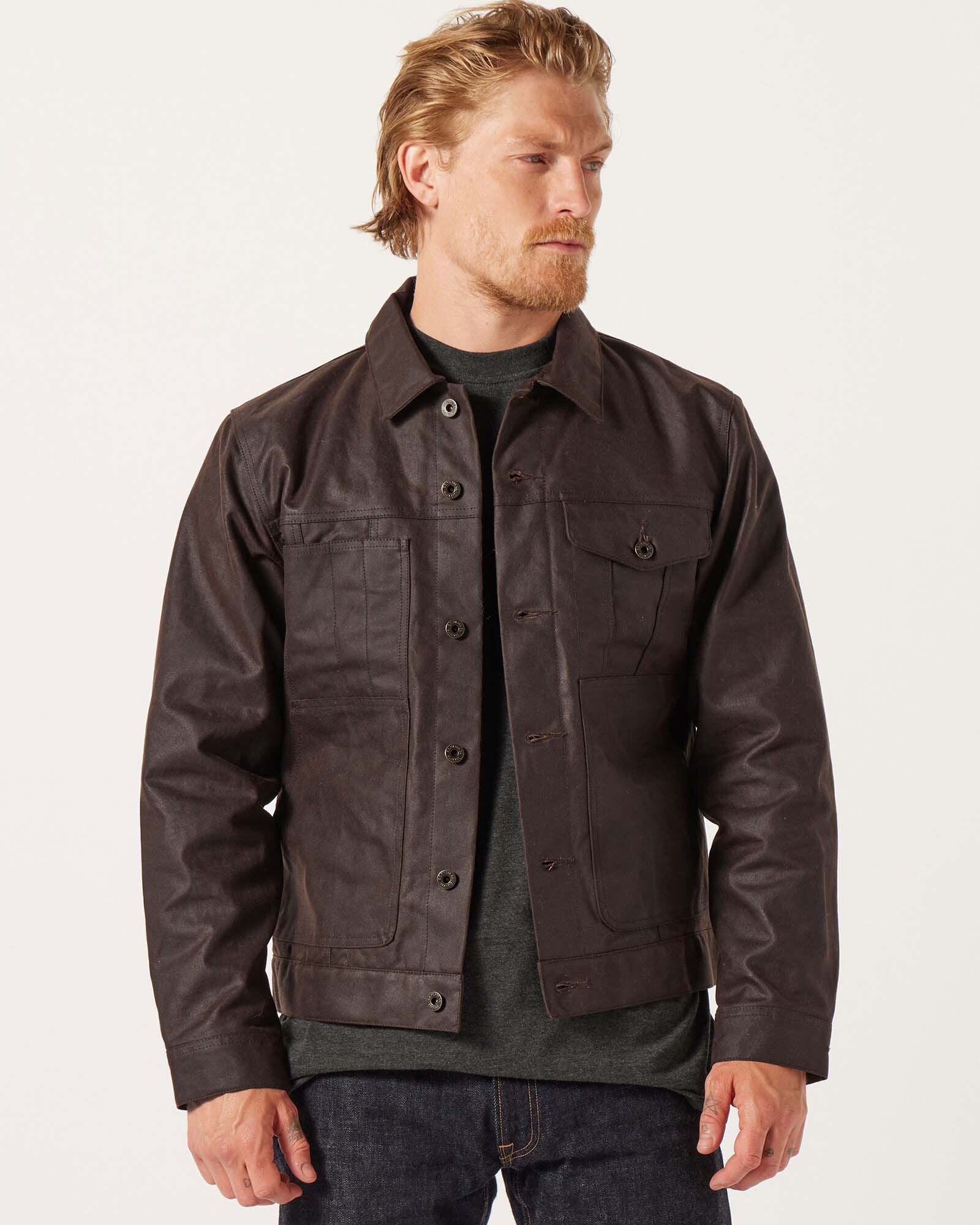 Filson Tin Cloth Short Lined Cruiser Jacket - Dark Brown - Image 3