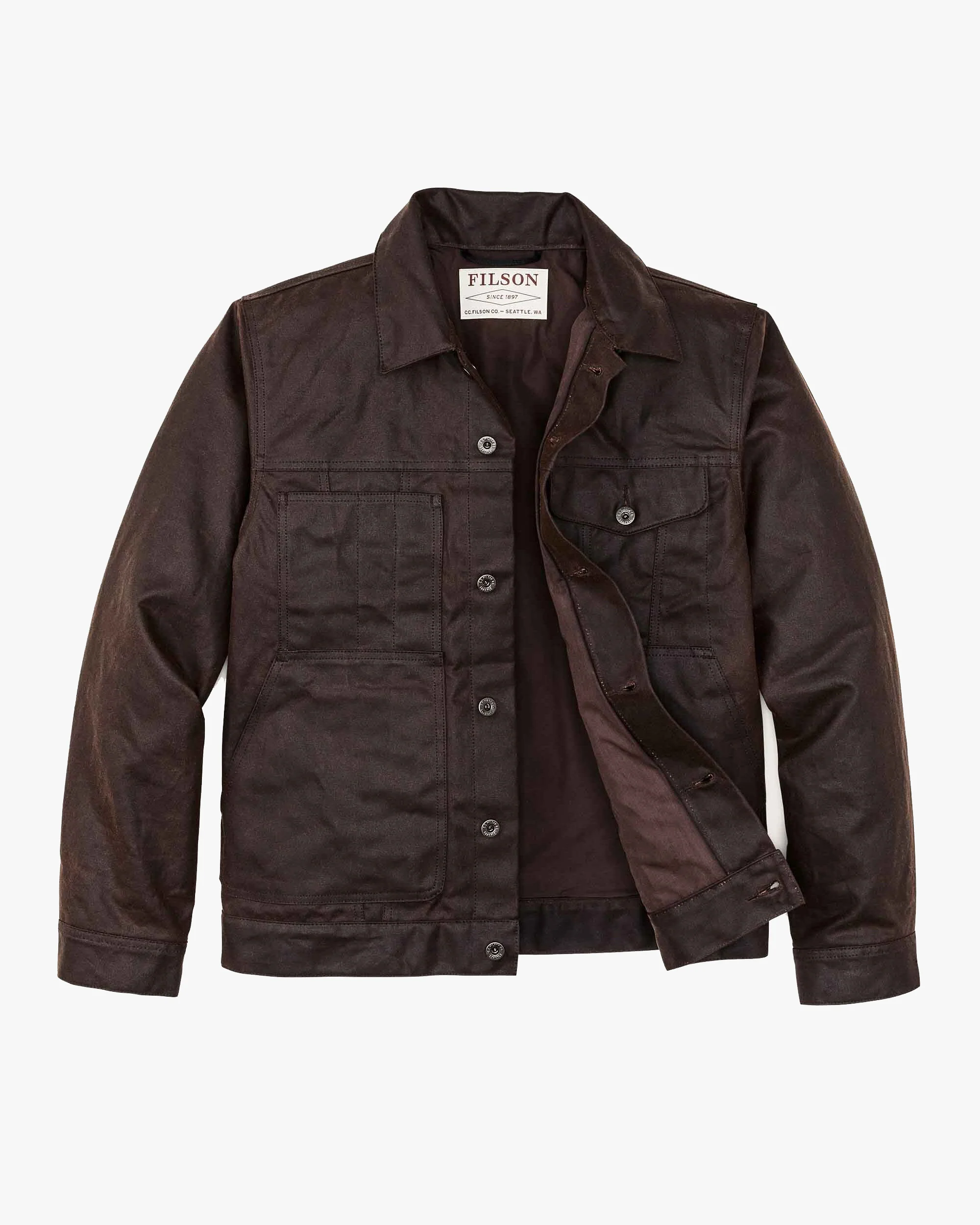Filson Tin Cloth Short Lined Cruiser Jacket - Dark Brown - Image 6