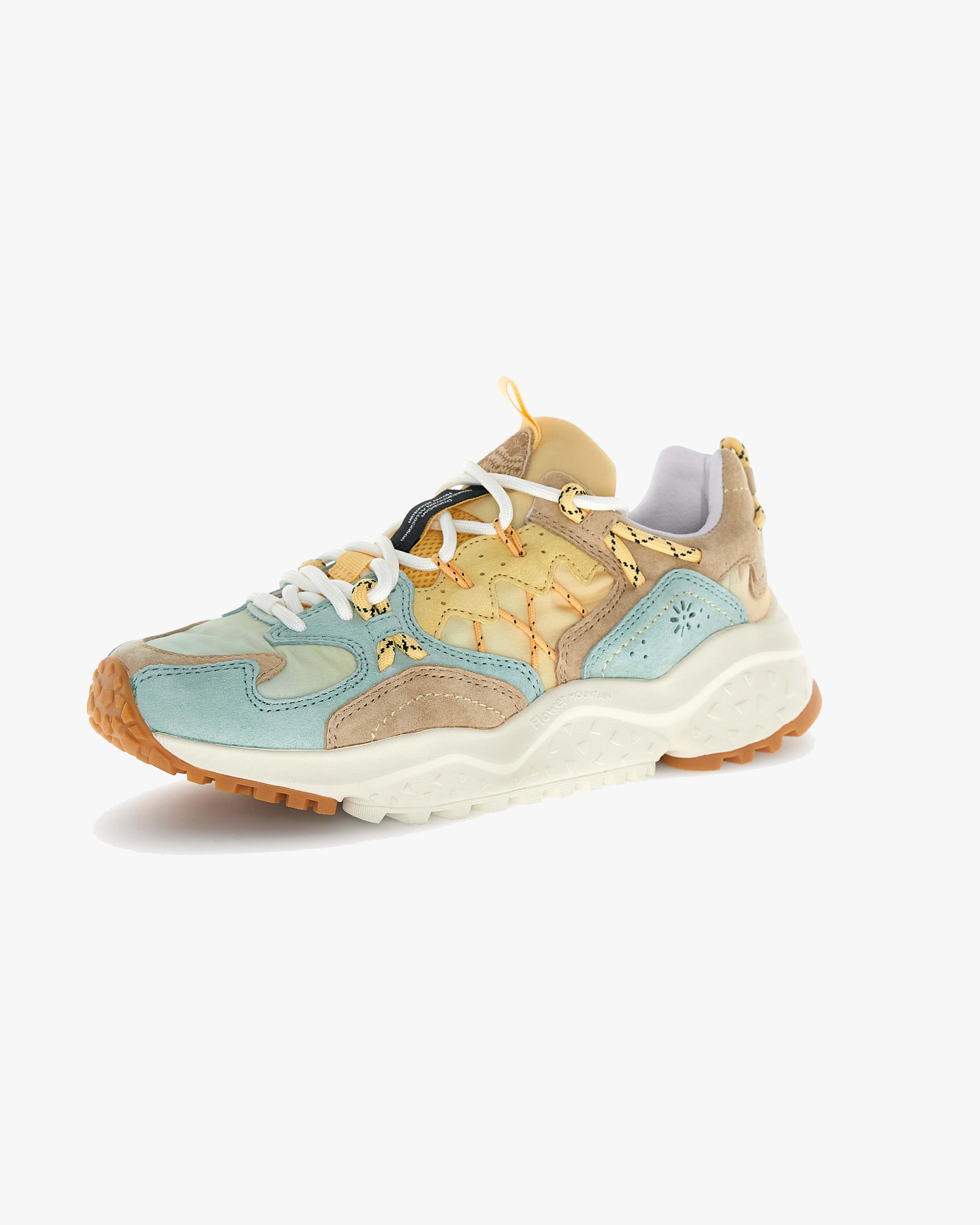 Flower Mountain Womens Yamabushi Suede & Nylon Ripstop - Mentos / Sand / Pale Yellow - Image 2