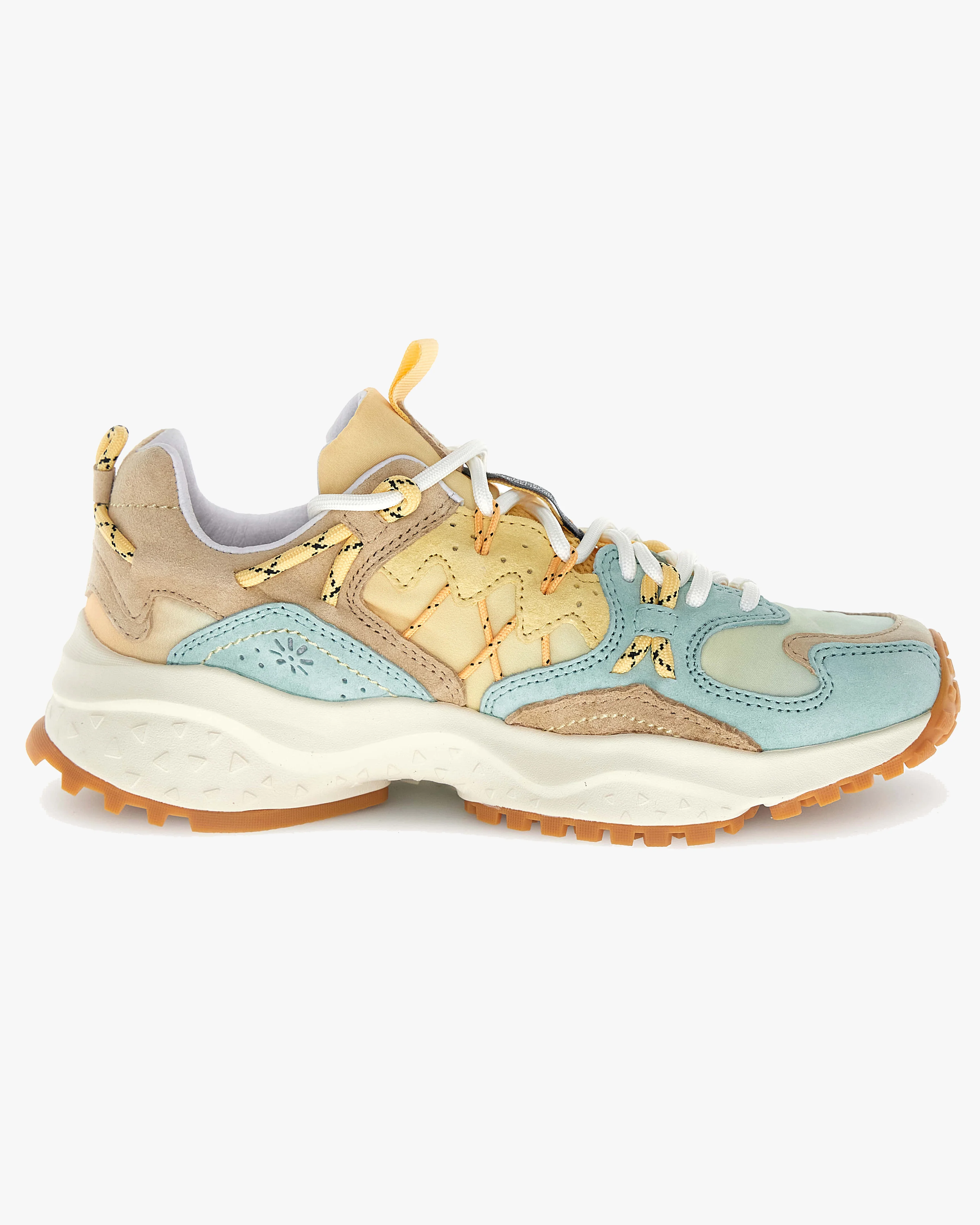 Flower Mountain Womens Yamabushi Suede & Nylon Ripstop - Mentos / Sand / Pale Yellow - Image 3