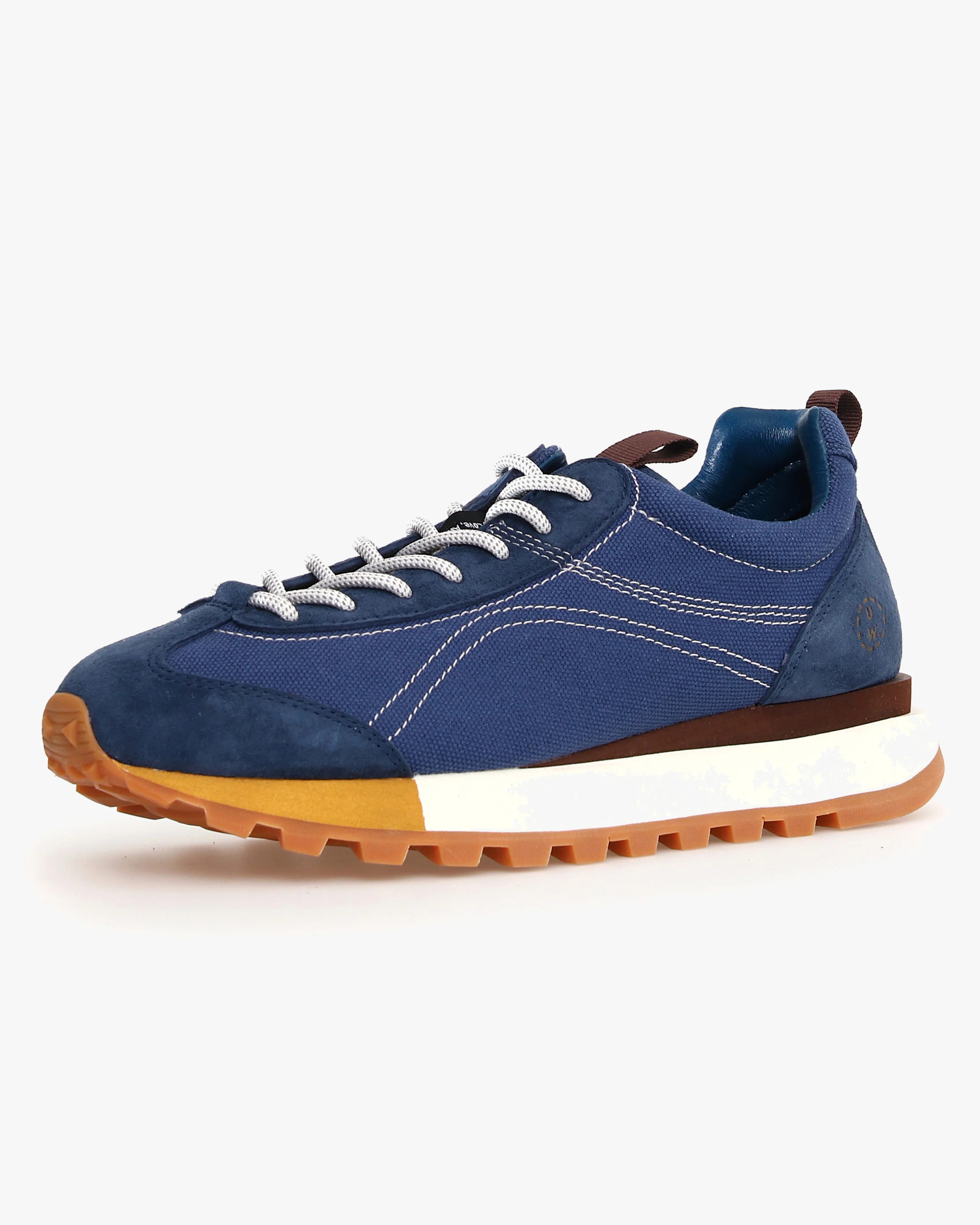 Flower Mountain x Universal Works New Asuka Suede & Canvas - Navy / Brown - Image 2