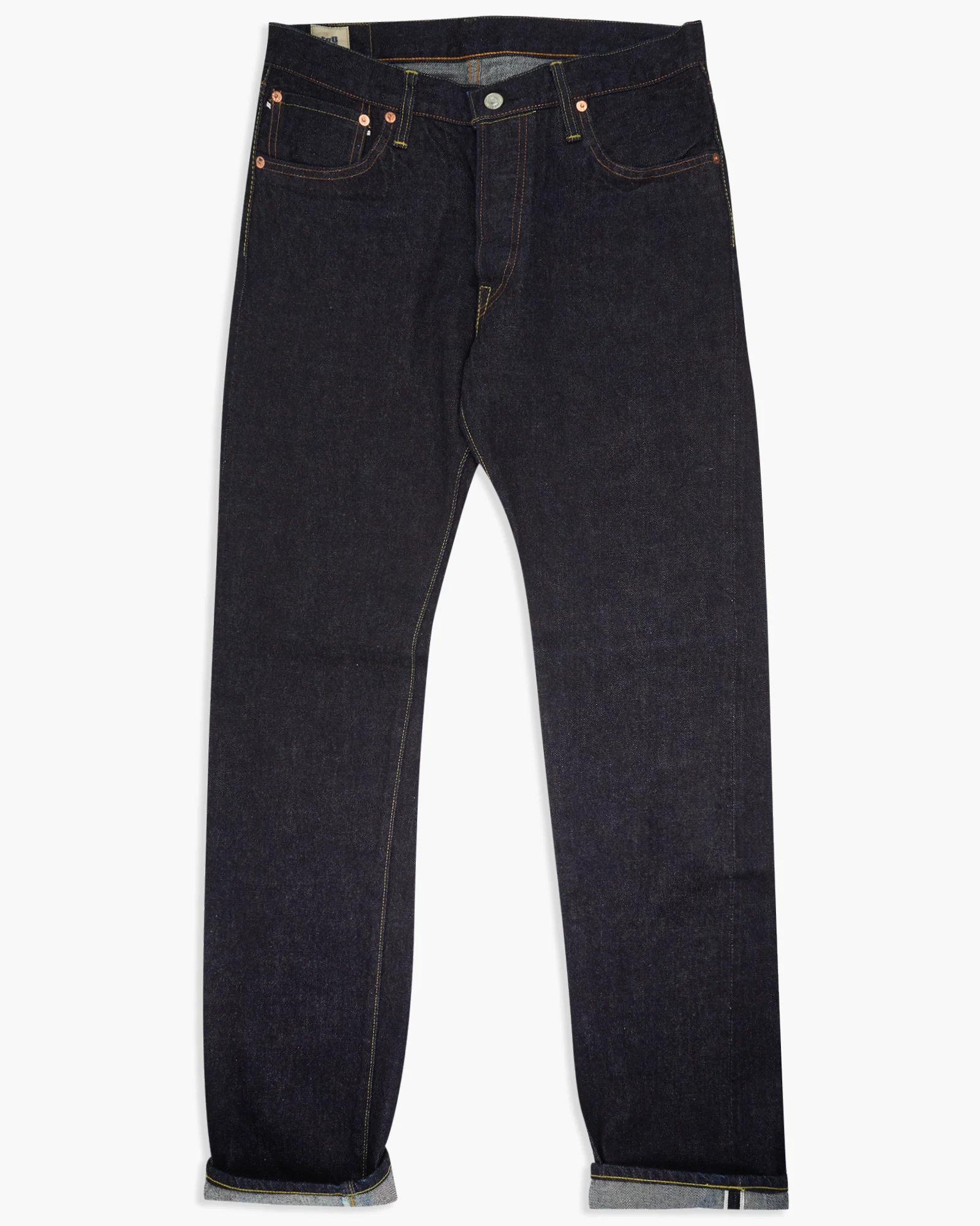 FOB Factory F151-23 14.75oz Supima Selvedge XX 5P Slim Straight Mens Jeans - Onewash - Image 4
