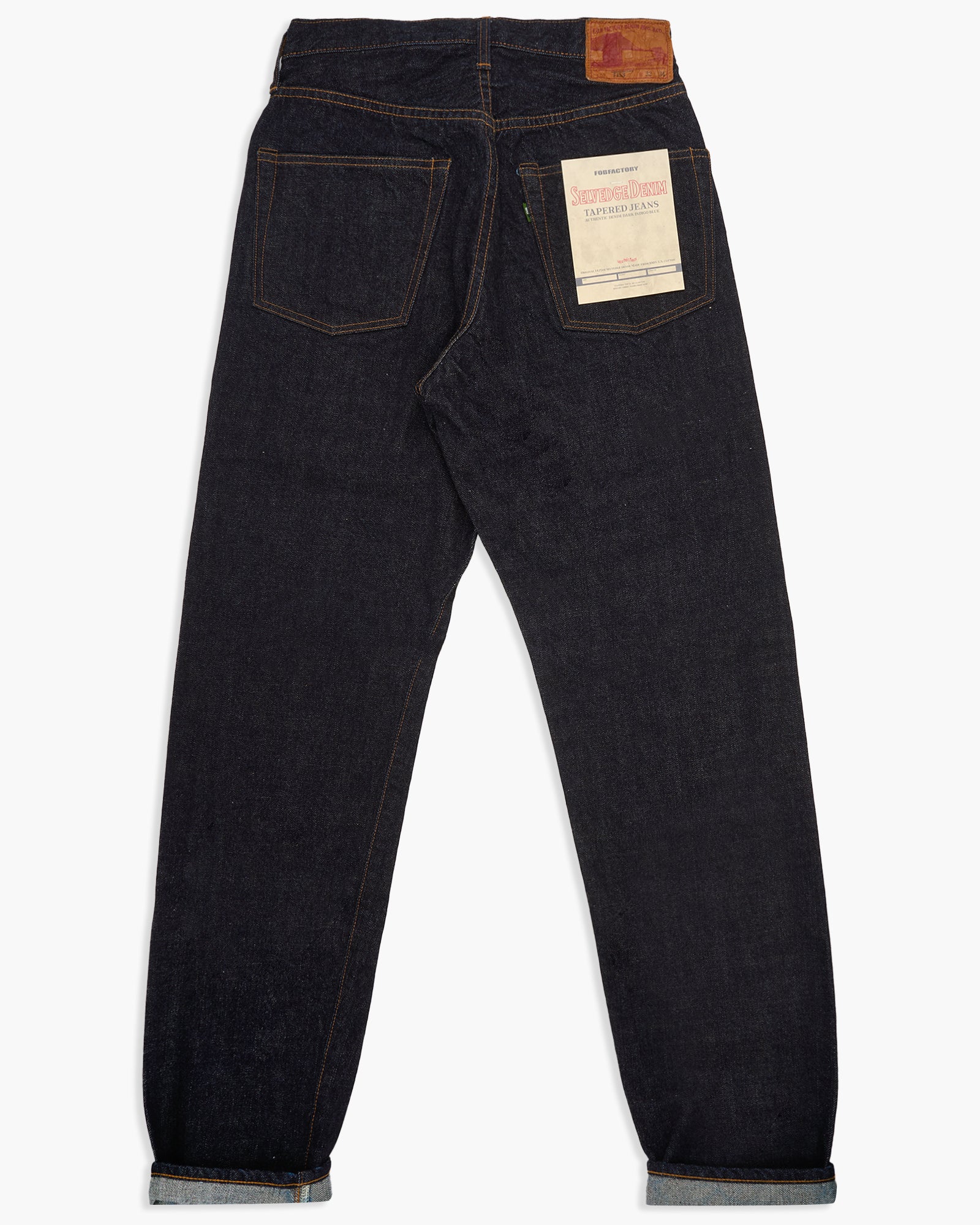 FOB Factory F153 14.75oz Supima Selvedge Denim Tapered Mens Jeans - Onewash - Image 3