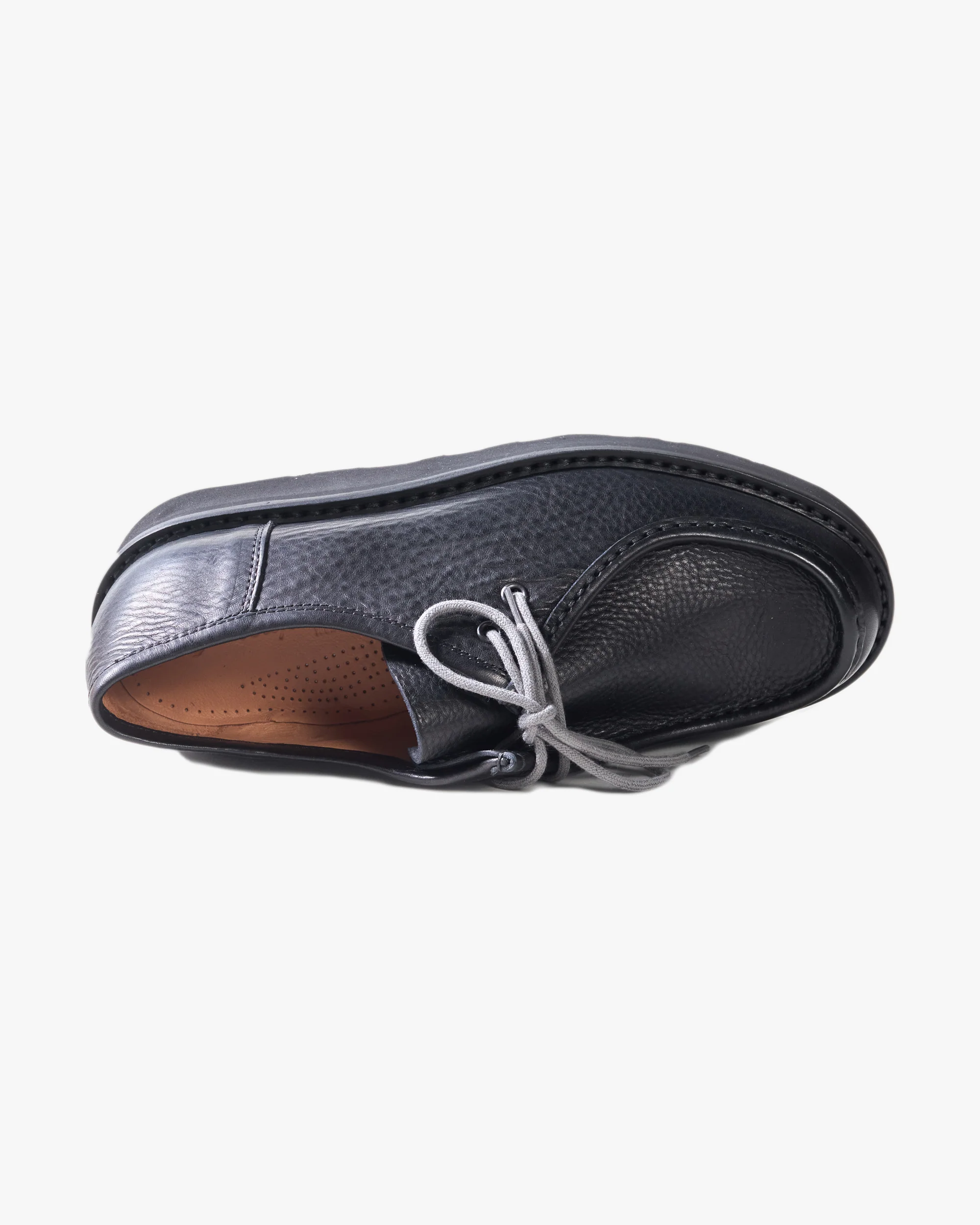 Fracap W147 Leather Derby Shoes - Black / Black Cristy Sole - Image 3