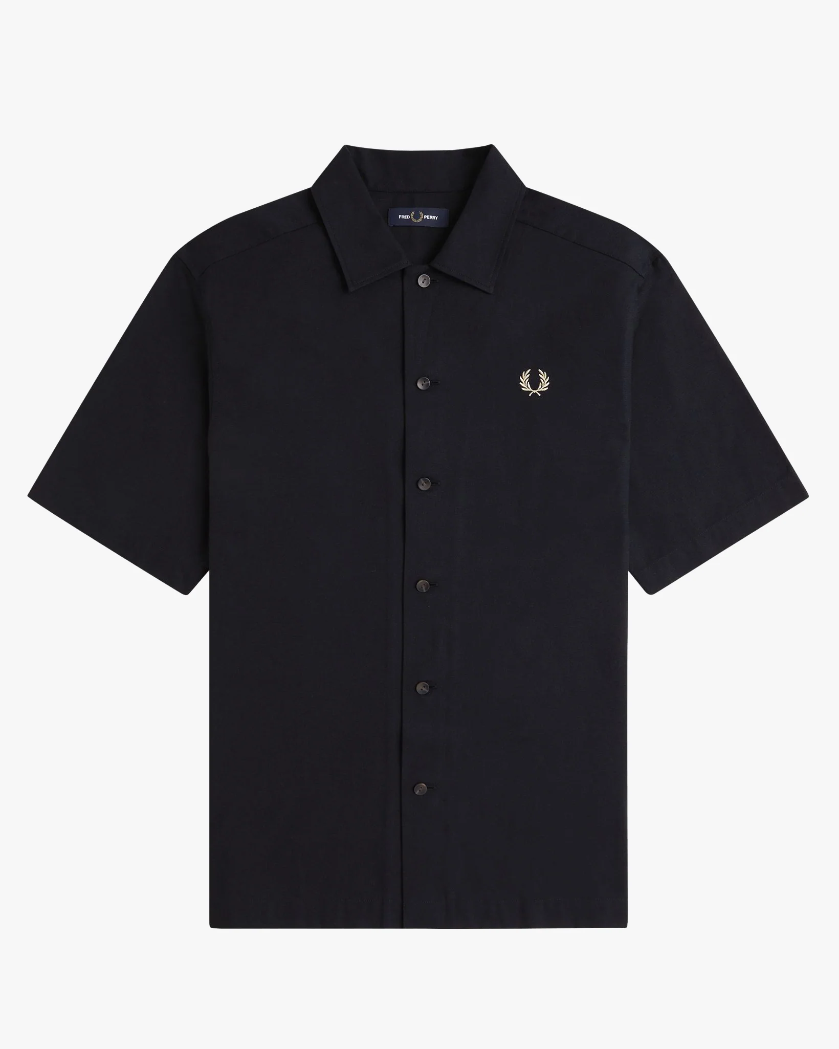 Fred Perry Basket Weave Beach Shirt - Black
