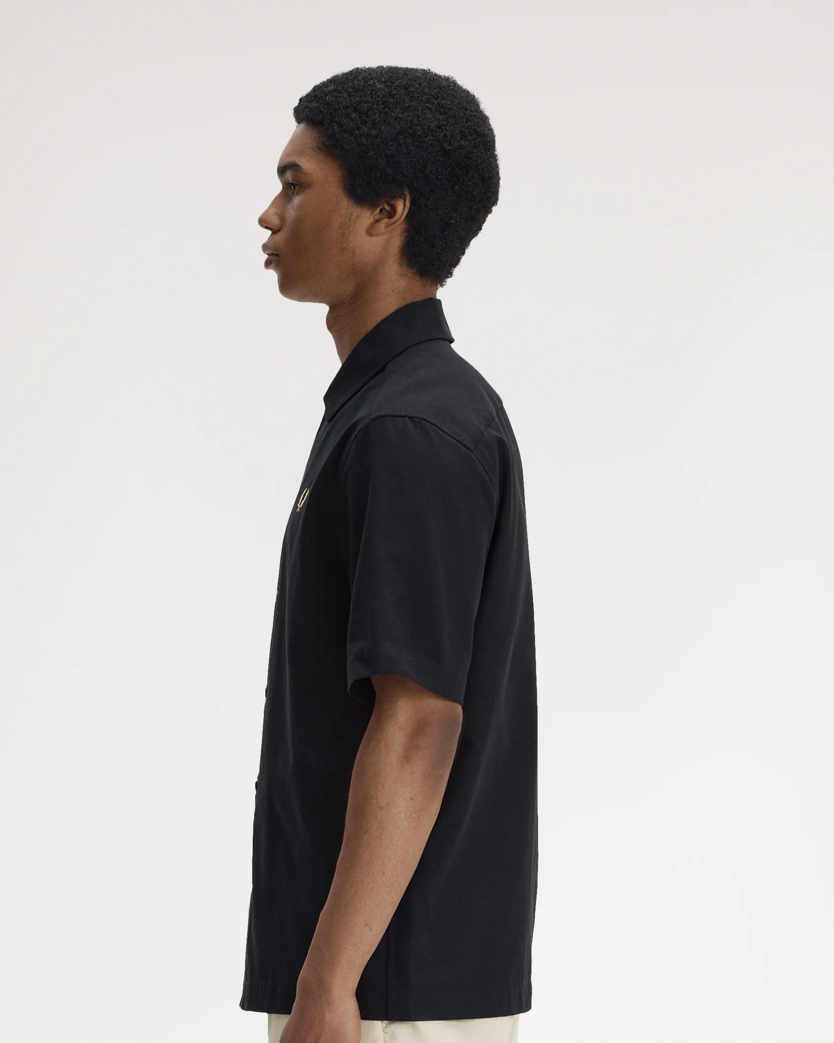 Fred Perry Basket Weave Beach Shirt - Black - Image 4