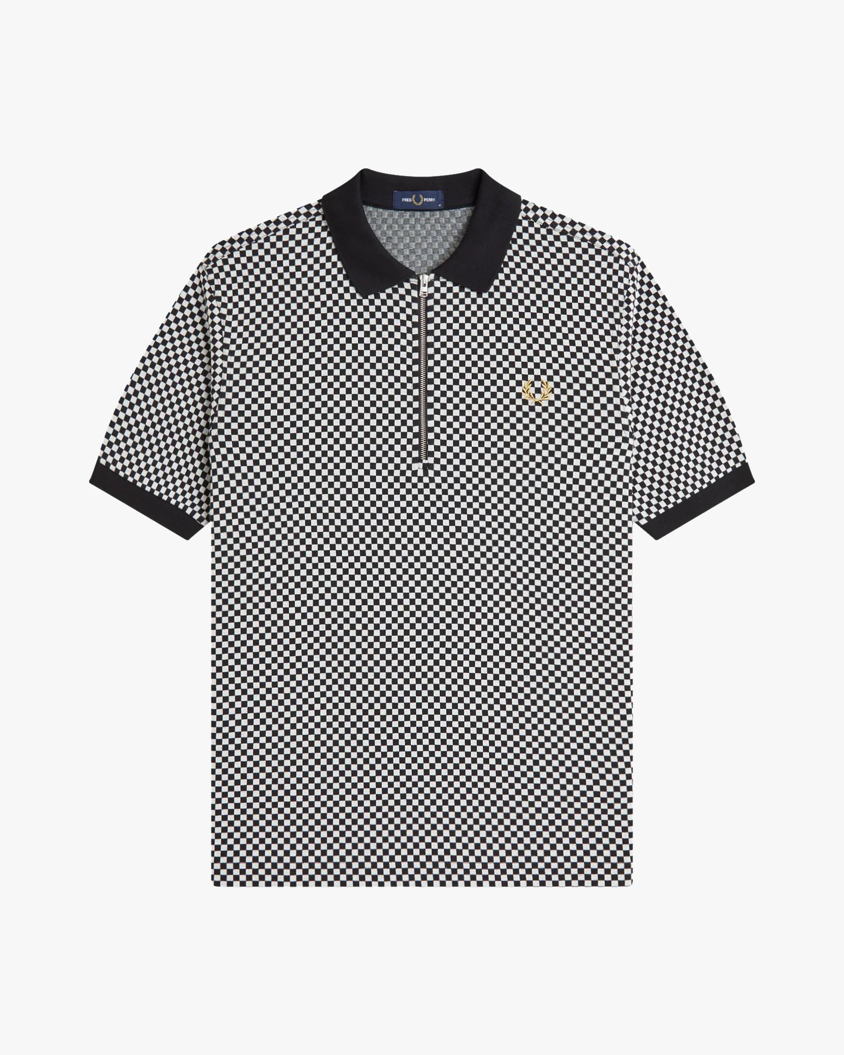 Fred Perry Chequerboard Polo Shirt - Black