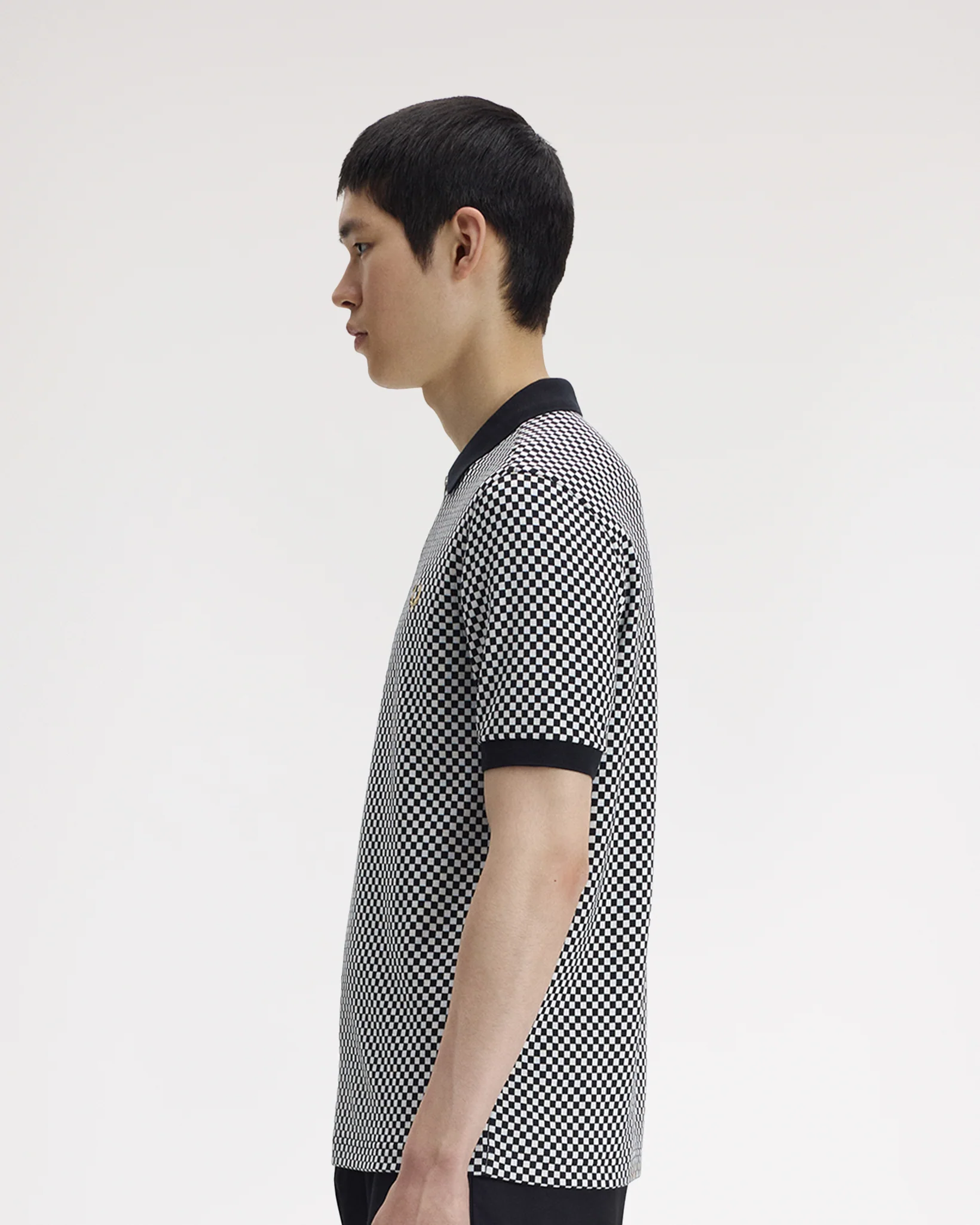 Fred Perry Chequerboard Polo Shirt - Black - Image 4