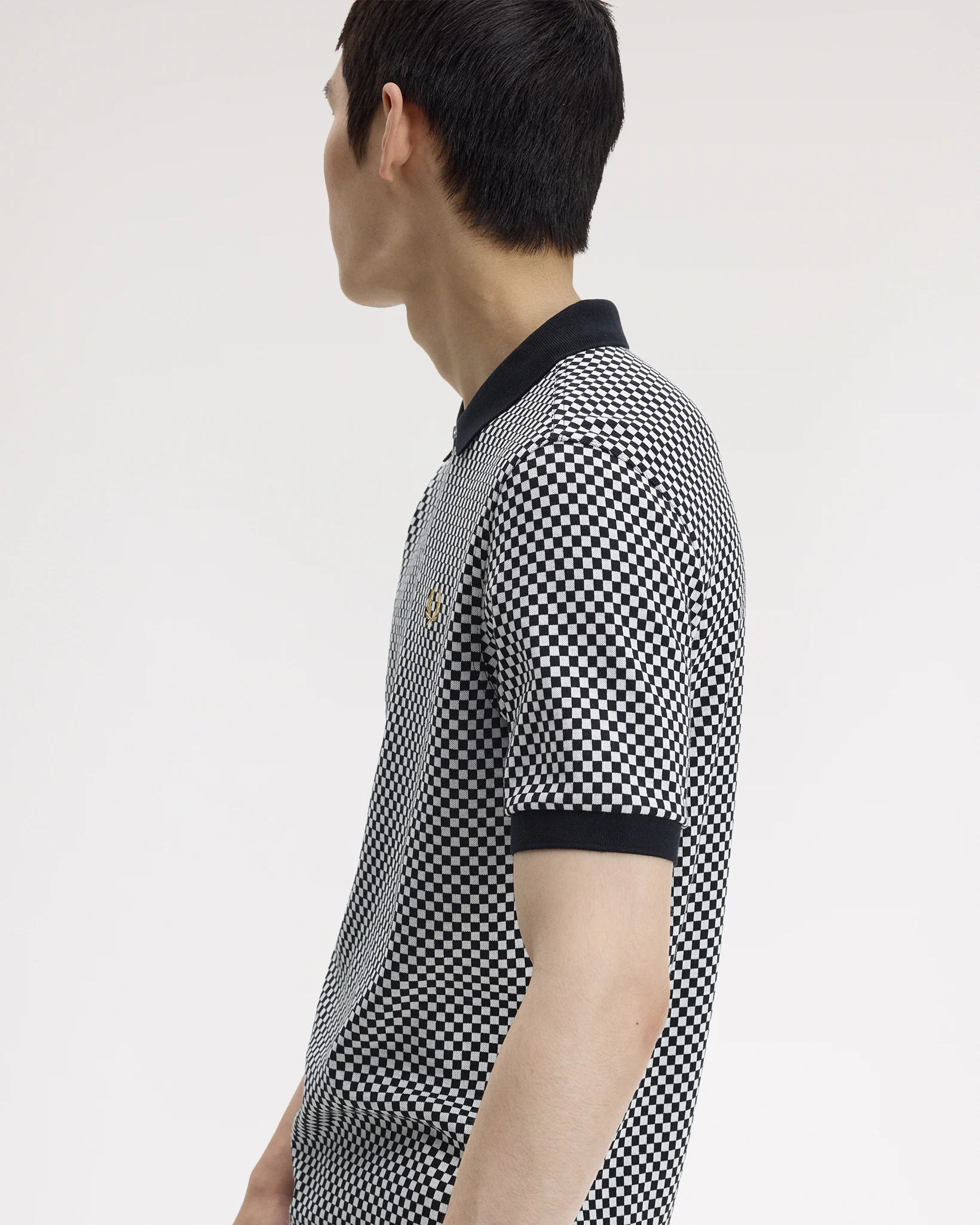 Fred Perry Chequerboard Polo Shirt - Black - Image 5