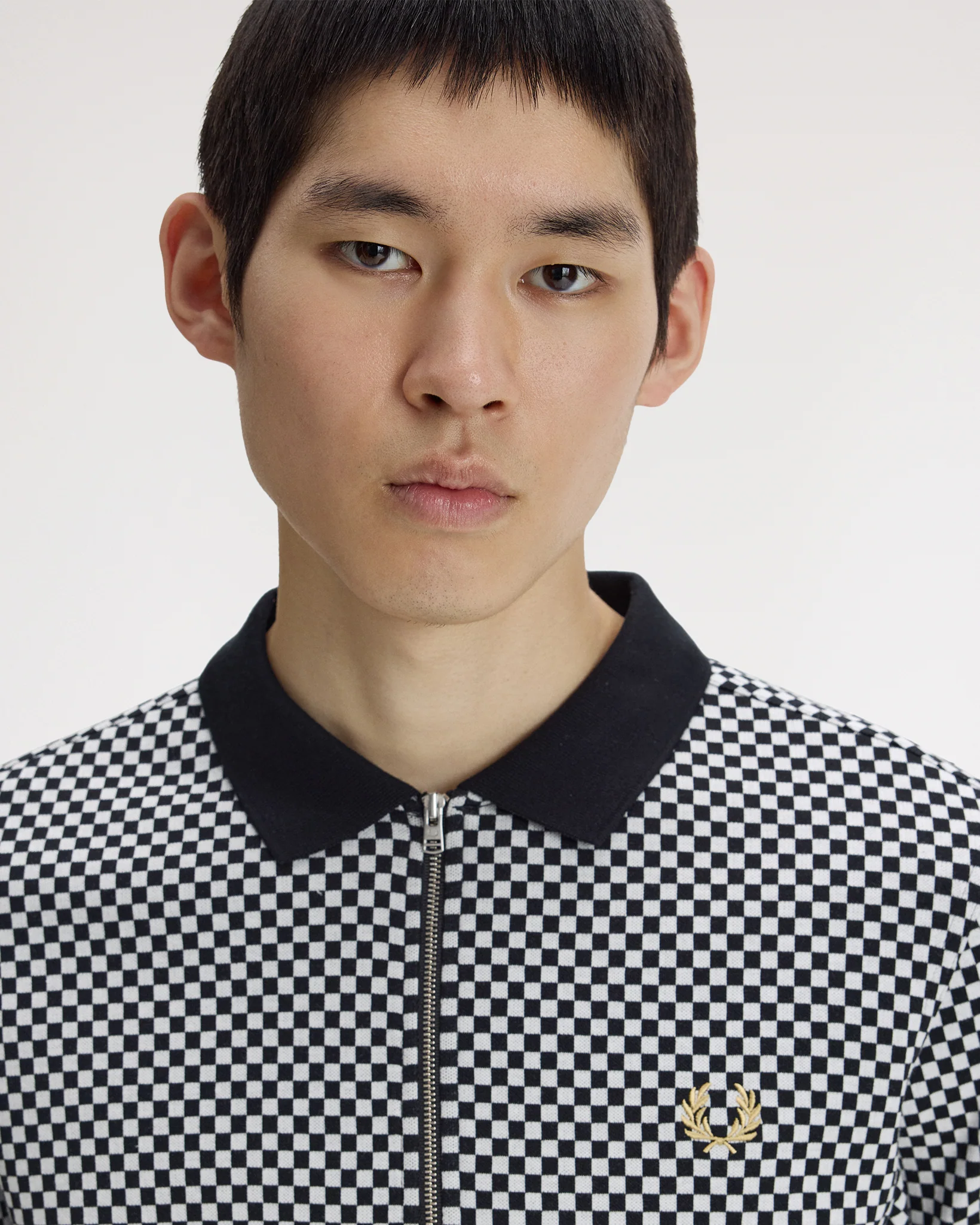 Fred Perry Chequerboard Polo Shirt - Black - Image 6