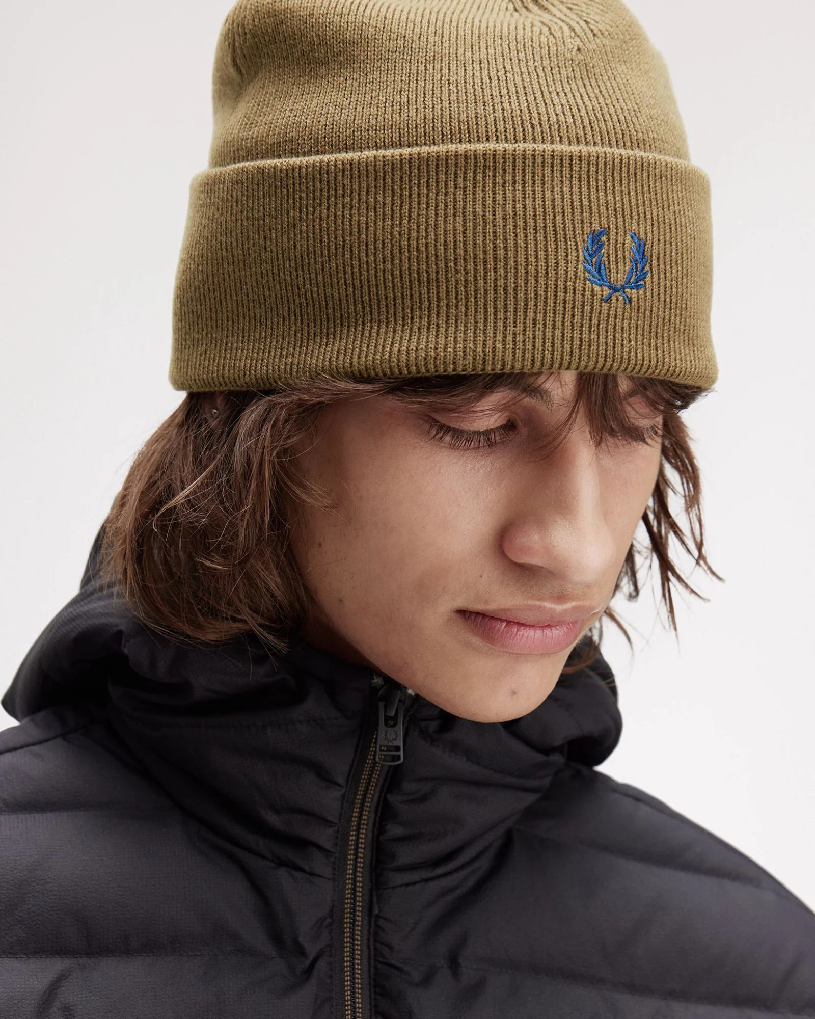 Fred Perry Classic Wool Beanie - Shaded Stone / Dark Petrol - Image 3