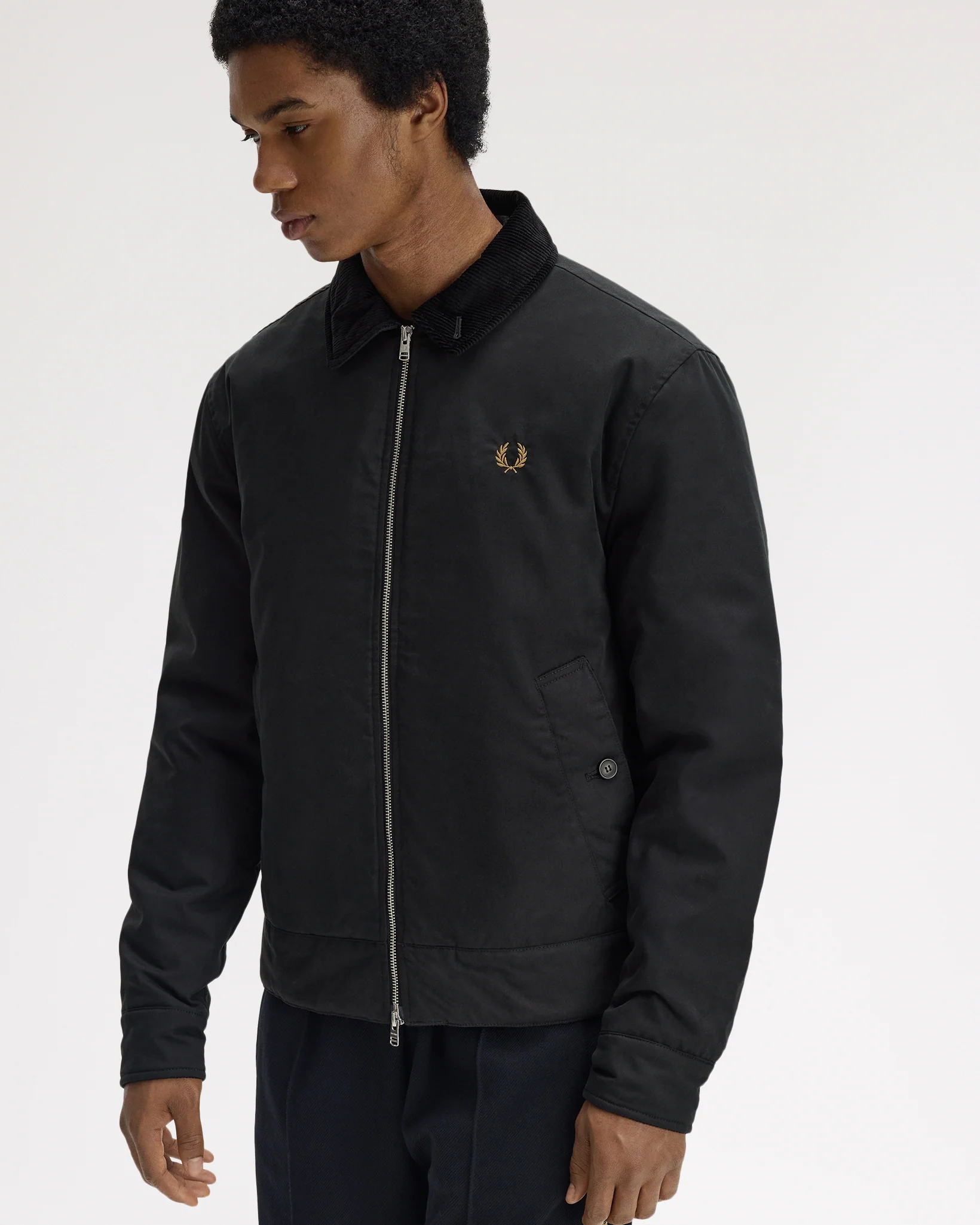 Fred Perry Cotton Caban Jacket - Black - Image 3