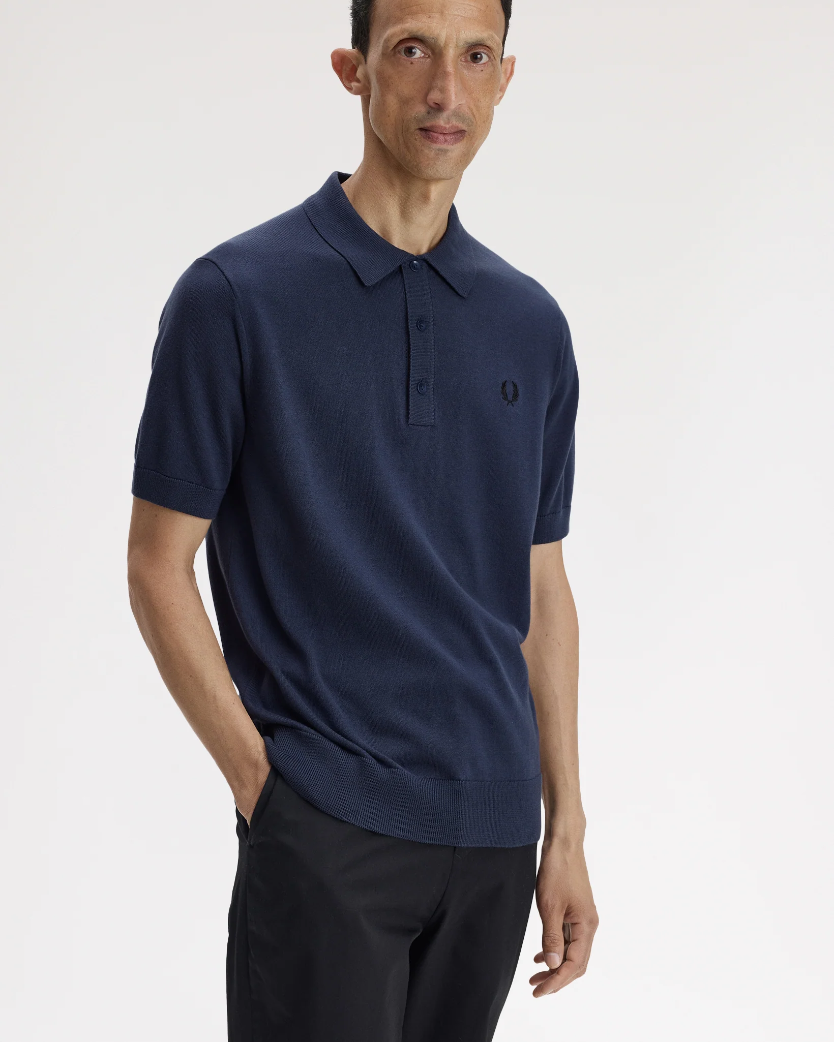 Fred Perry SUPIMA® Cotton Knitted Polo Shirt - Dark Airforce - Image 3