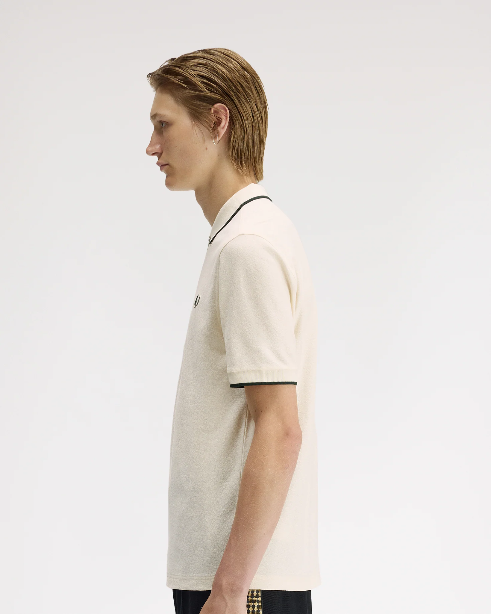 Fred Perry Crepe Pique Polo Shirt - Ecru - Image 4