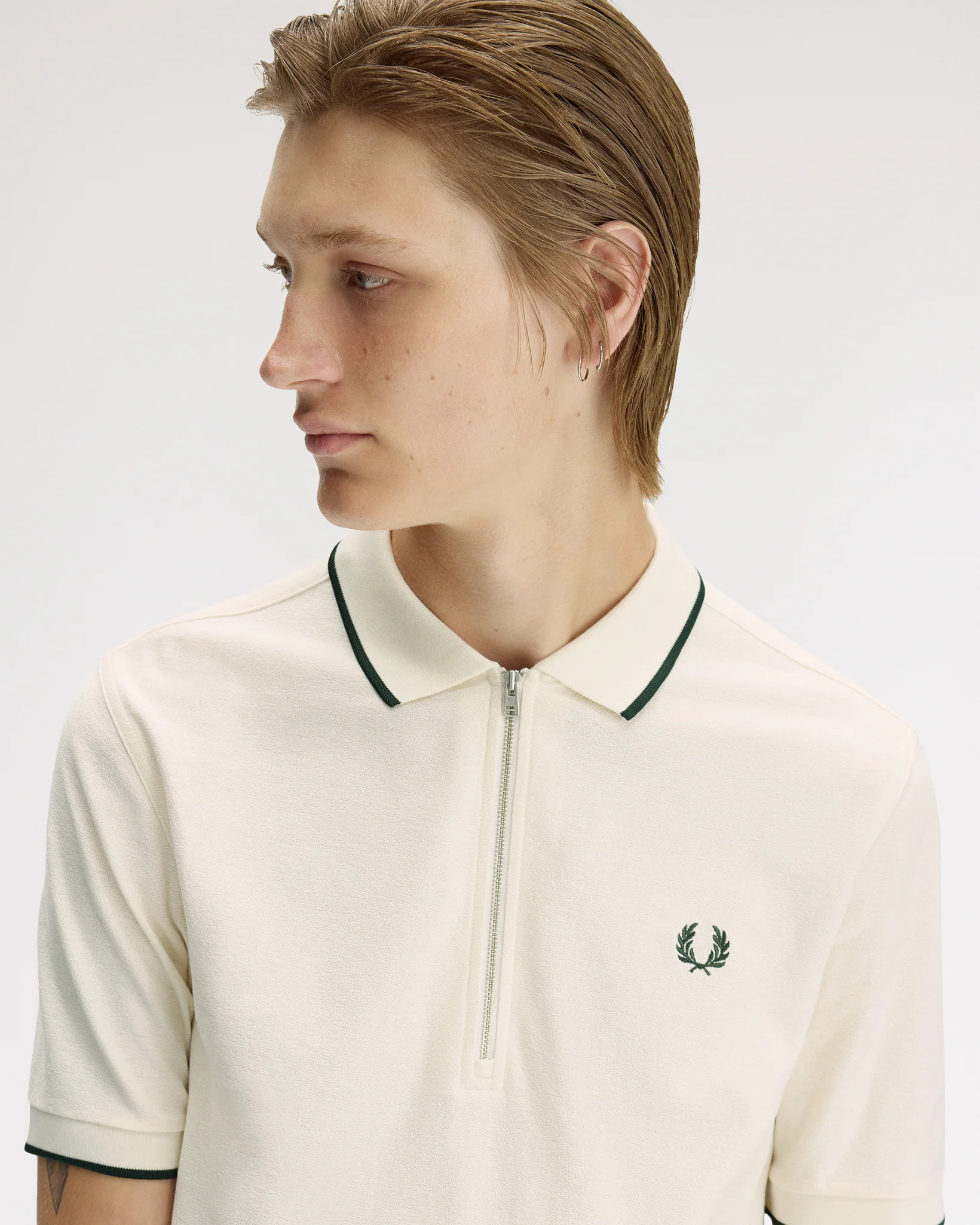 Fred Perry Crepe Pique Polo Shirt - Ecru - Image 6