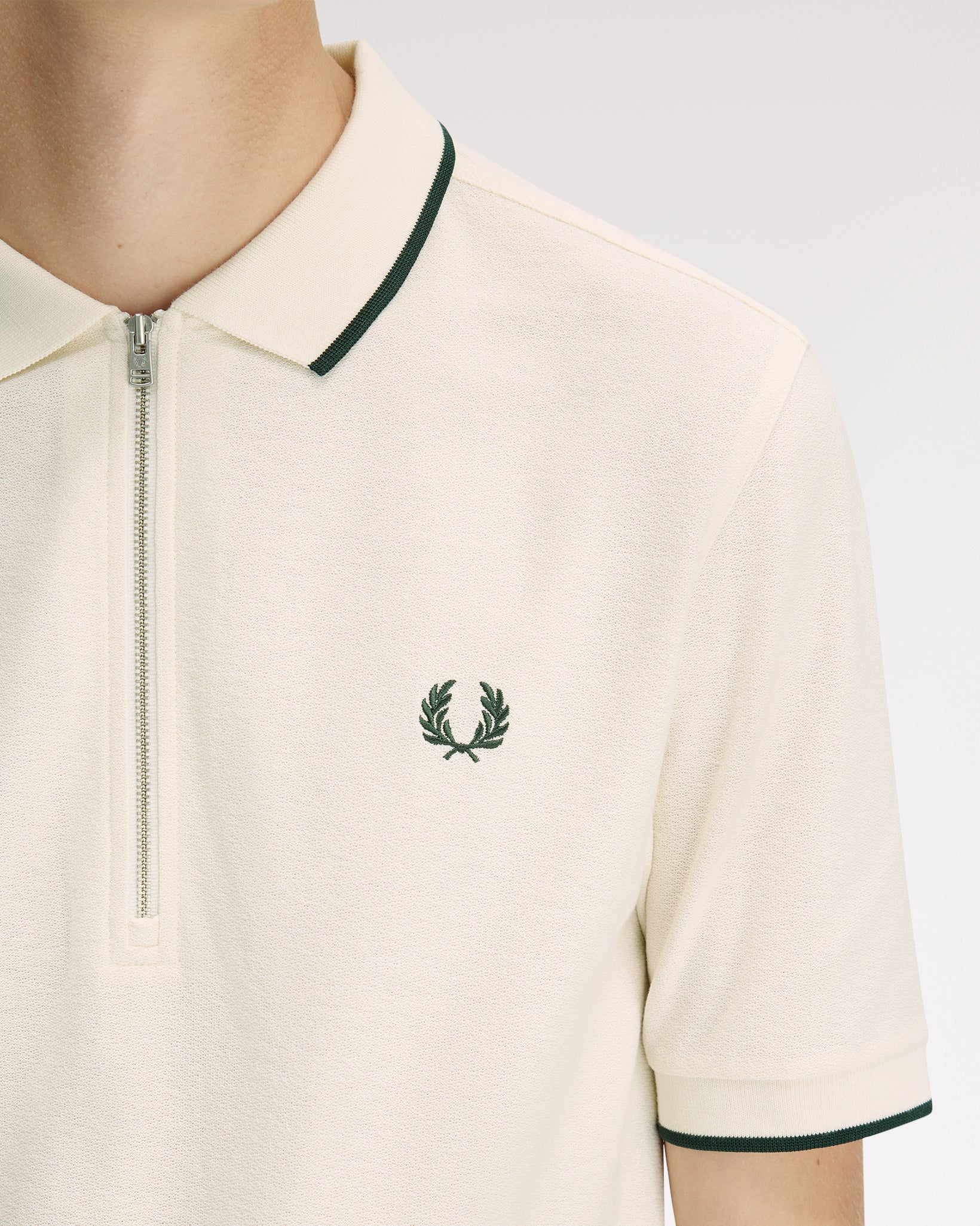 Fred Perry Crepe Pique Polo Shirt - Ecru - Image 8