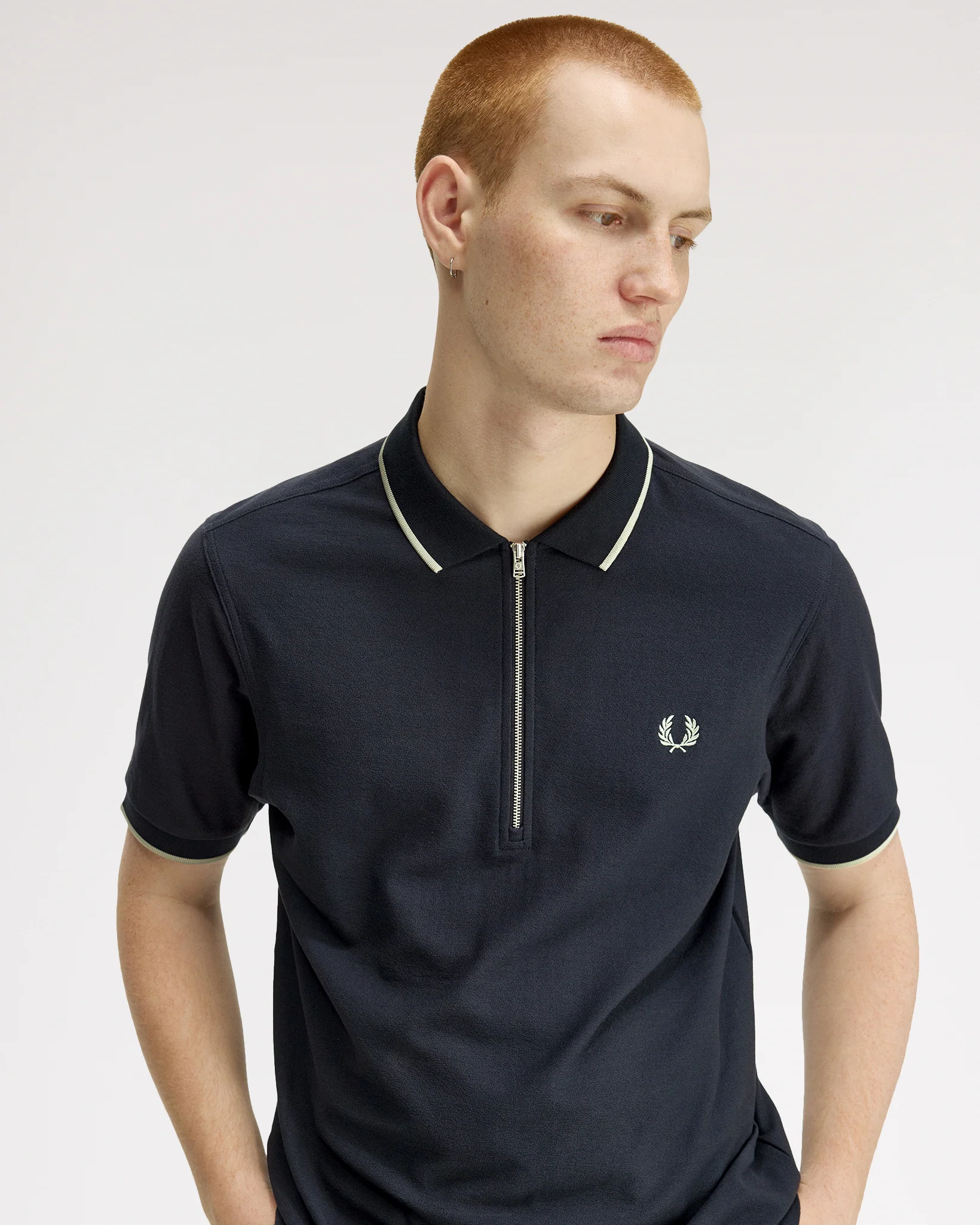 Fred Perry Crepe Pique Polo Shirt - Navy - Image 5