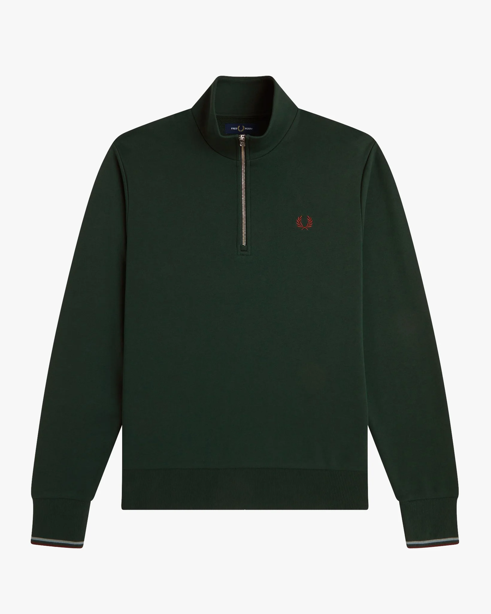 Fred Perry Half Zip Sweatshirt - Grassroots / Stockport Blue / Oxblood